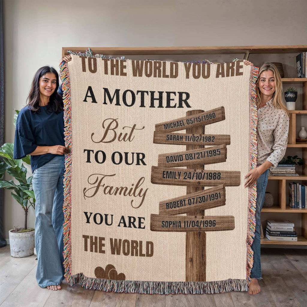 Blankets Personalized Mom Blanket – To The World You Are A Mother Woven Throw, Custom Name Gift for Mom, Mother’s Day Gift from Kids Personalized Mom Blanket – To The World You Are A Mother Woven Throw, Custom Name Gift for Mom, Mother’s Day Gift from Kids