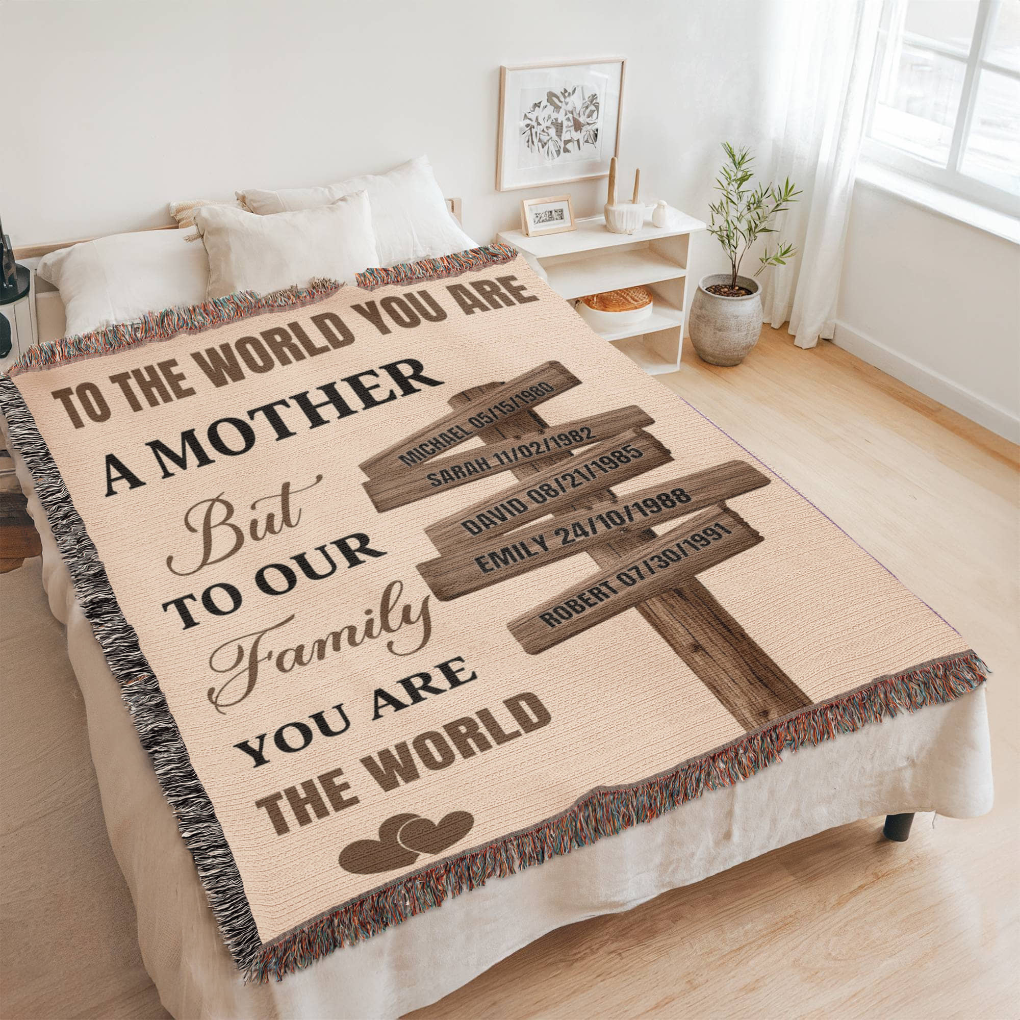 Blankets Personalized Mom Blanket – To The World You Are A Mother Woven Throw, Custom Name Gift for Mom, Mother’s Day Gift from Kids Personalized Mom Blanket – To The World You Are A Mother Woven Throw, Custom Name Gift for Mom, Mother’s Day Gift from Kids
