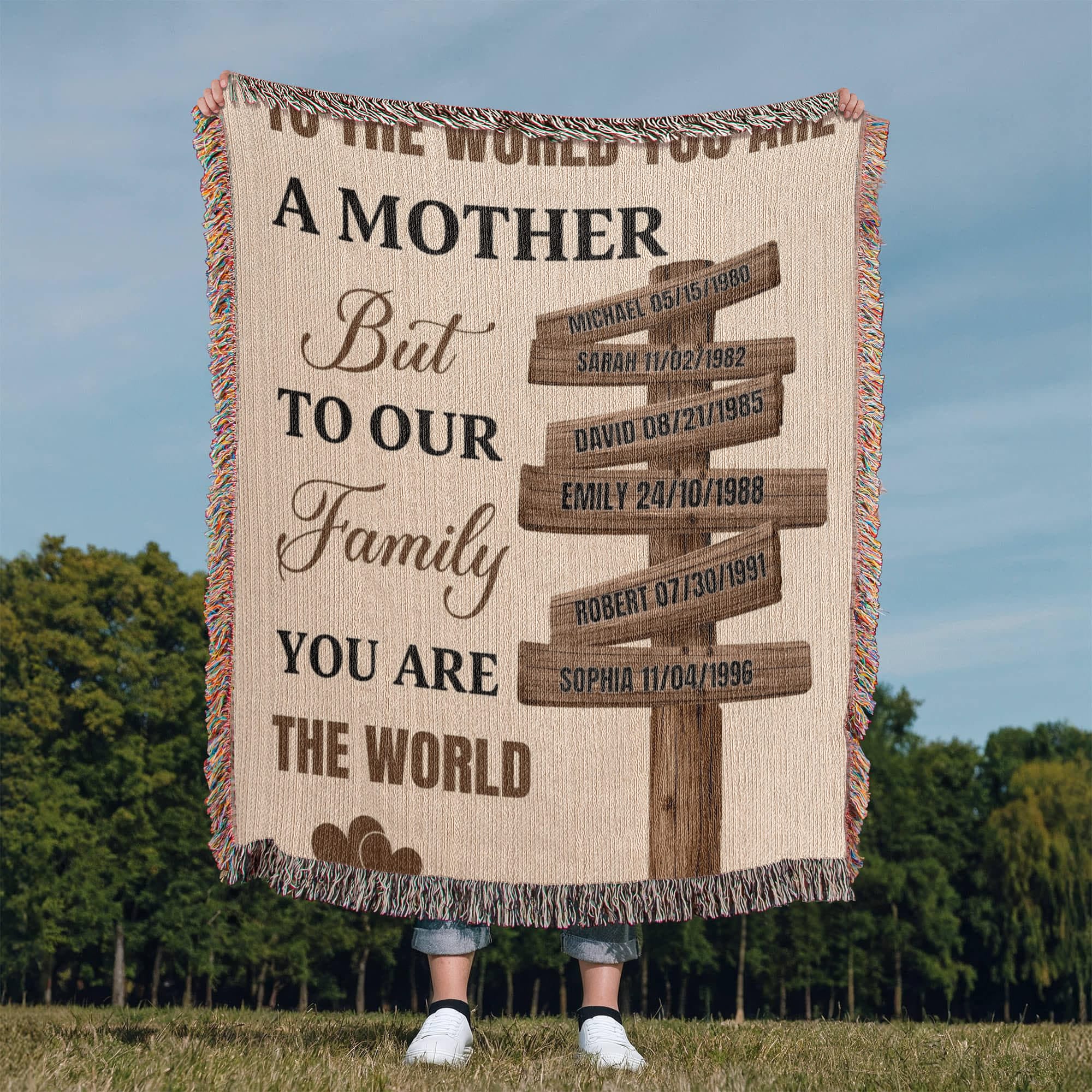 Blankets Personalized Mom Blanket – To The World You Are A Mother Woven Throw, Custom Name Gift for Mom, Mother’s Day Gift from Kids Personalized Mom Blanket – To The World You Are A Mother Woven Throw, Custom Name Gift for Mom, Mother’s Day Gift from Kids