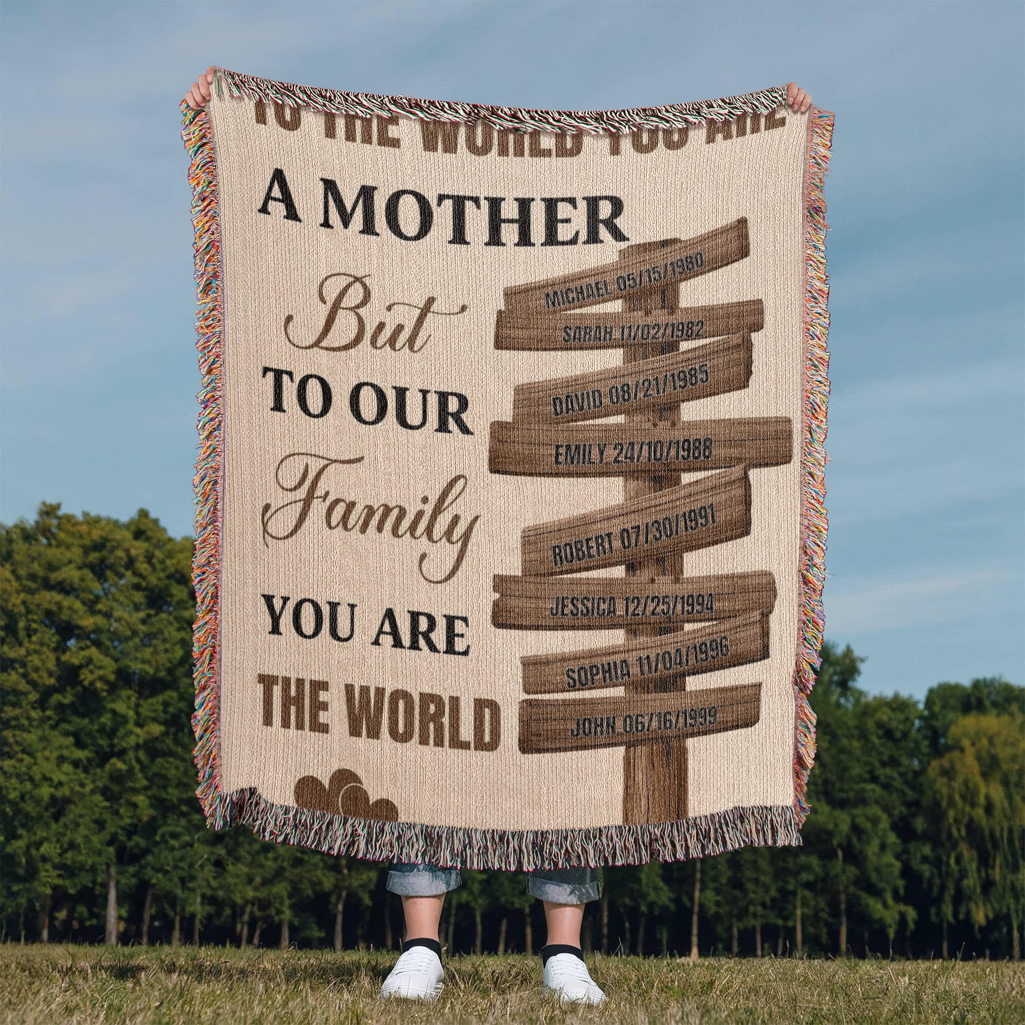 Blankets Personalized Mom Blanket – To The World You Are A Mother Woven Throw, Custom Name Gift for Mom, Mother’s Day Gift from Kids Personalized Mom Blanket – To The World You Are A Mother Woven Throw, Custom Name Gift for Mom, Mother’s Day Gift from Kids