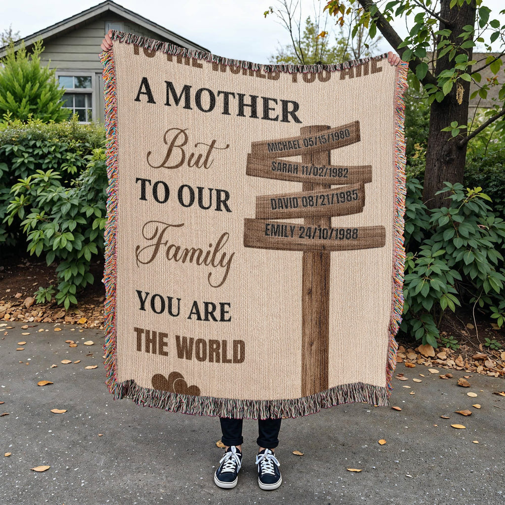 Blankets Personalized Mom Blanket – To The World You Are A Mother Woven Throw, Custom Name Gift for Mom, Mother’s Day Gift from Kids Personalized Mom Blanket – To The World You Are A Mother Woven Throw, Custom Name Gift for Mom, Mother’s Day Gift from Kids