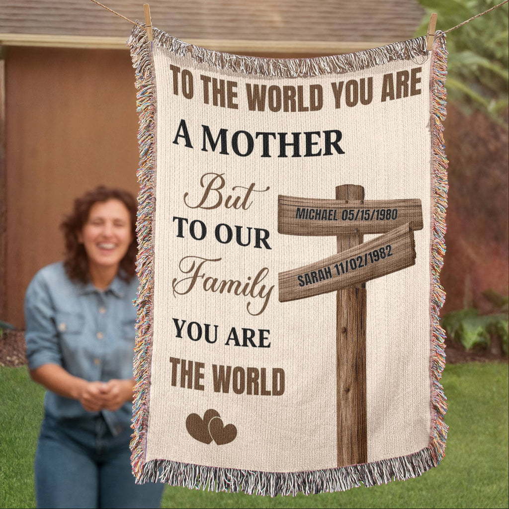 Blankets Personalized Mom Blanket – To The World You Are A Mother Woven Throw, Custom Name Gift for Mom, Mother’s Day Gift from Kids Personalized Mom Blanket – To The World You Are A Mother Woven Throw, Custom Name Gift for Mom, Mother’s Day Gift from Kids