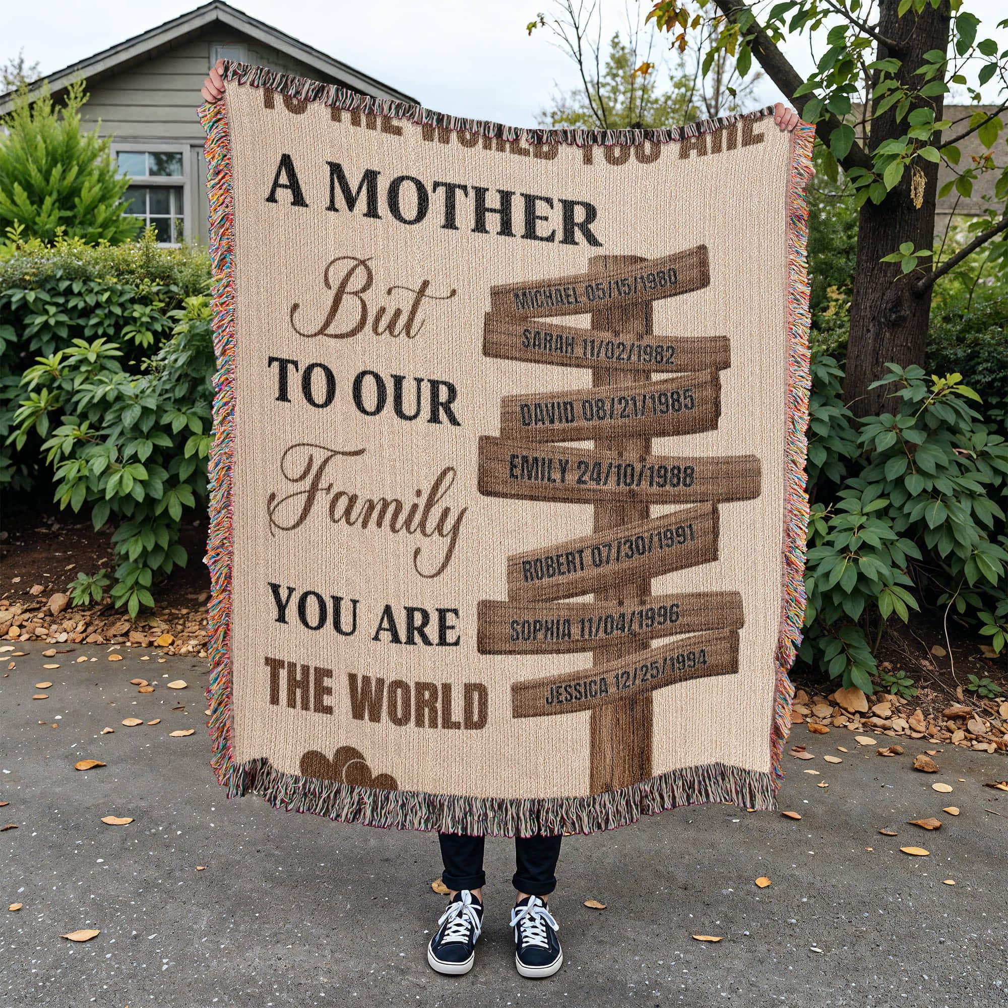 Blankets Personalized Mom Blanket – To The World You Are A Mother Woven Throw, Custom Name Gift for Mom, Mother’s Day Gift from Kids Personalized Mom Blanket – To The World You Are A Mother Woven Throw, Custom Name Gift for Mom, Mother’s Day Gift from Kids