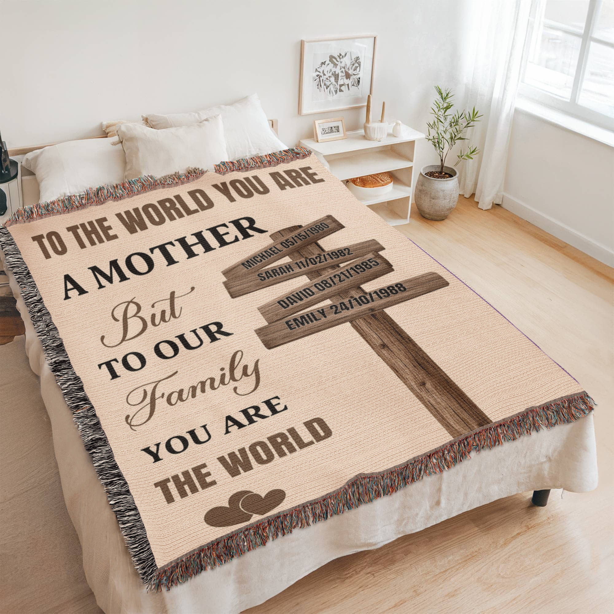 Blankets Personalized Mom Blanket – To The World You Are A Mother Woven Throw, Custom Name Gift for Mom, Mother’s Day Gift from Kids Personalized Mom Blanket – To The World You Are A Mother Woven Throw, Custom Name Gift for Mom, Mother’s Day Gift from Kids