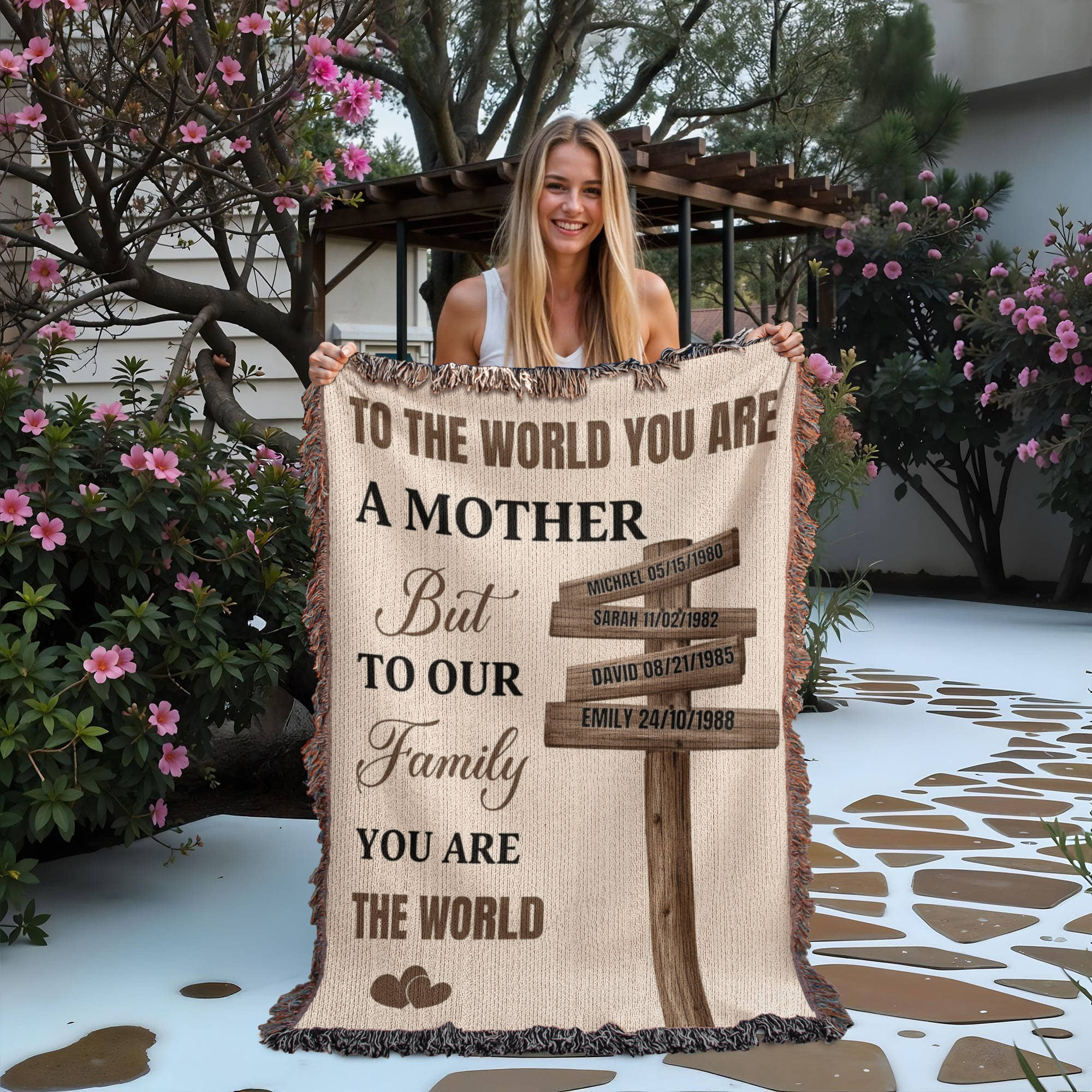 Blankets Personalized Mom Blanket – To The World You Are A Mother Woven Throw, Custom Name Gift for Mom, Mother’s Day Gift from Kids Personalized Mom Blanket – To The World You Are A Mother Woven Throw, Custom Name Gift for Mom, Mother’s Day Gift from Kids