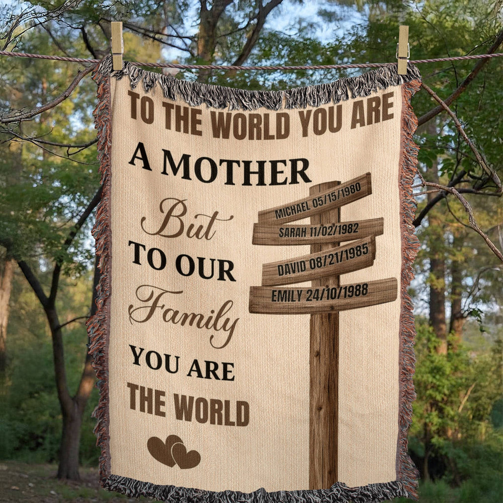 Blankets Personalized Mom Blanket – To The World You Are A Mother Woven Throw, Custom Name Gift for Mom, Mother’s Day Gift from Kids Personalized Mom Blanket – To The World You Are A Mother Woven Throw, Custom Name Gift for Mom, Mother’s Day Gift from Kids