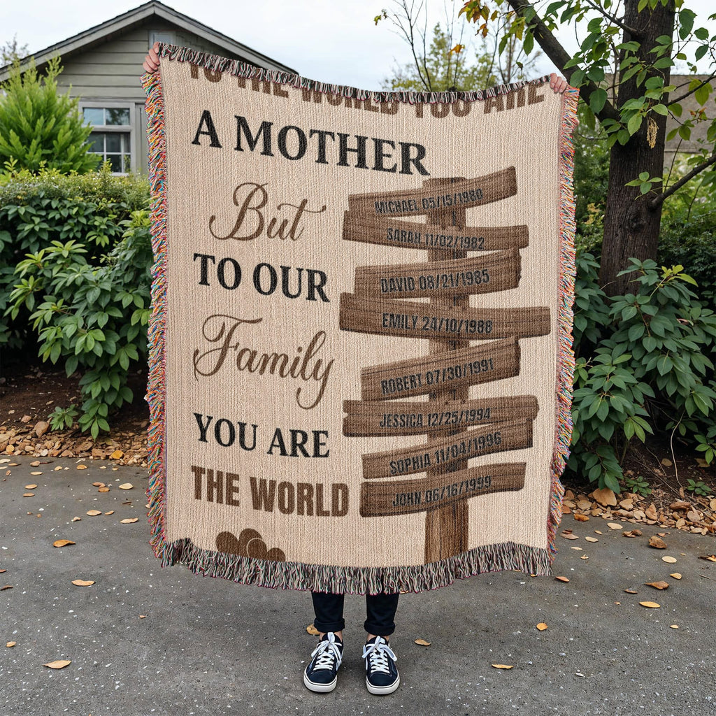 Blankets Personalized Mom Blanket – To The World You Are A Mother Woven Throw, Custom Name Gift for Mom, Mother’s Day Gift from Kids Personalized Mom Blanket – To The World You Are A Mother Woven Throw, Custom Name Gift for Mom, Mother’s Day Gift from Kids