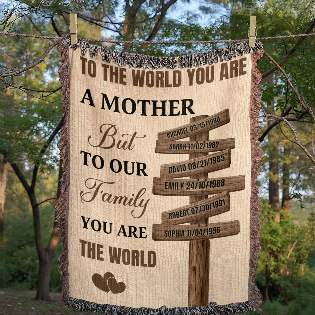 Blankets Personalized Mom Blanket – To The World You Are A Mother Woven Throw, Custom Name Gift for Mom, Mother’s Day Gift from Kids Personalized Mom Blanket – To The World You Are A Mother Woven Throw, Custom Name Gift for Mom, Mother’s Day Gift from Kids