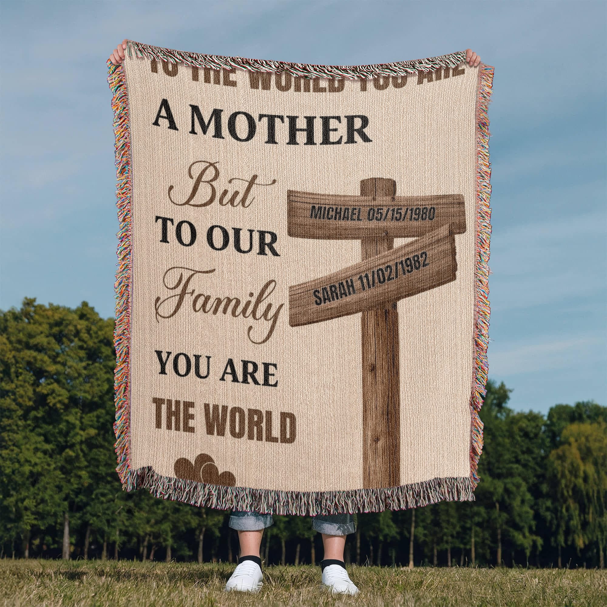 Blankets Personalized Mom Blanket – To The World You Are A Mother Woven Throw, Custom Name Gift for Mom, Mother’s Day Gift from Kids Personalized Mom Blanket – To The World You Are A Mother Woven Throw, Custom Name Gift for Mom, Mother’s Day Gift from Kids