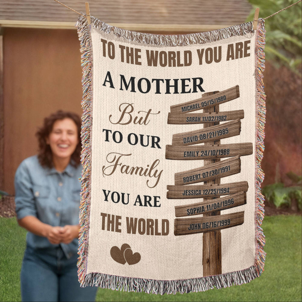 Blankets Personalized Mom Blanket – To The World You Are A Mother Woven Throw, Custom Name Gift for Mom, Mother’s Day Gift from Kids Personalized Mom Blanket – To The World You Are A Mother Woven Throw, Custom Name Gift for Mom, Mother’s Day Gift from Kids