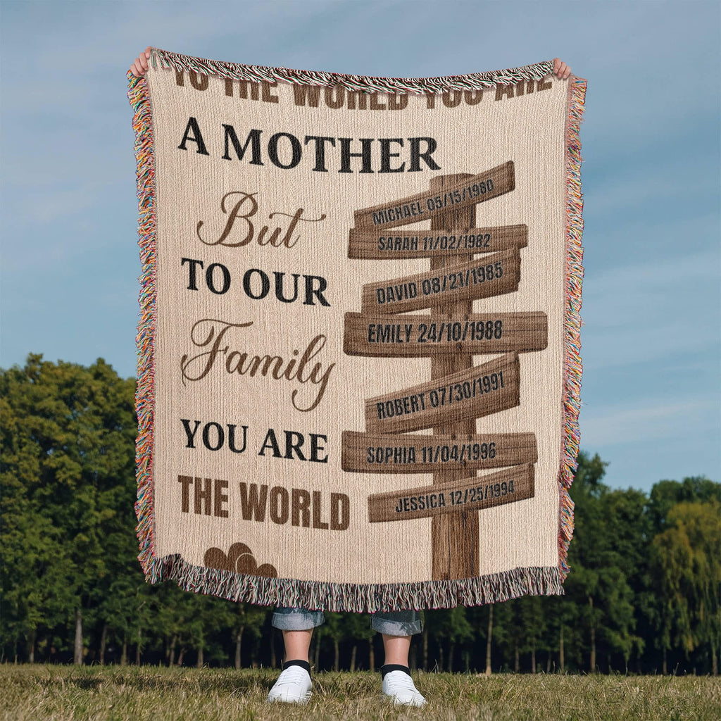 Blankets Personalized Mom Blanket – To The World You Are A Mother Woven Throw, Custom Name Gift for Mom, Mother’s Day Gift from Kids Personalized Mom Blanket – To The World You Are A Mother Woven Throw, Custom Name Gift for Mom, Mother’s Day Gift from Kids