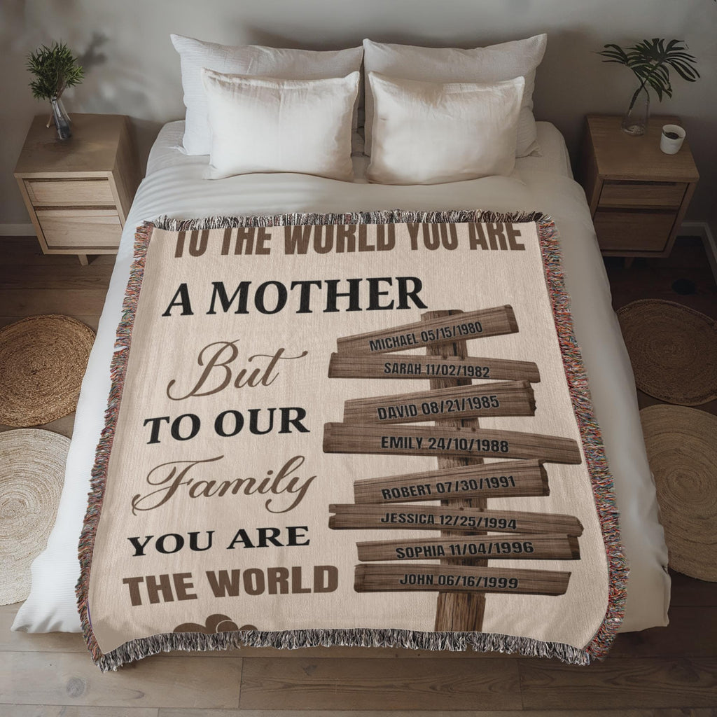 Blankets Personalized Mom Blanket – To The World You Are A Mother Woven Throw, Custom Name Gift for Mom, Mother’s Day Gift from Kids Personalized Mom Blanket – To The World You Are A Mother Woven Throw, Custom Name Gift for Mom, Mother’s Day Gift from Kids