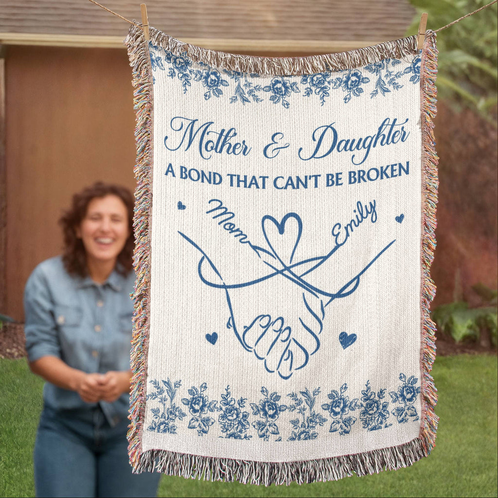 Blankets Personalized Mother and Daughter Heirloom Woven Blanket – Custom Mom Gift – A Bond That Can’t Be Broken Throw Personalized Mother and Daughter Heirloom Woven Blanket – Custom Mom Gift – A Bond That Can’t Be Broken Throw
