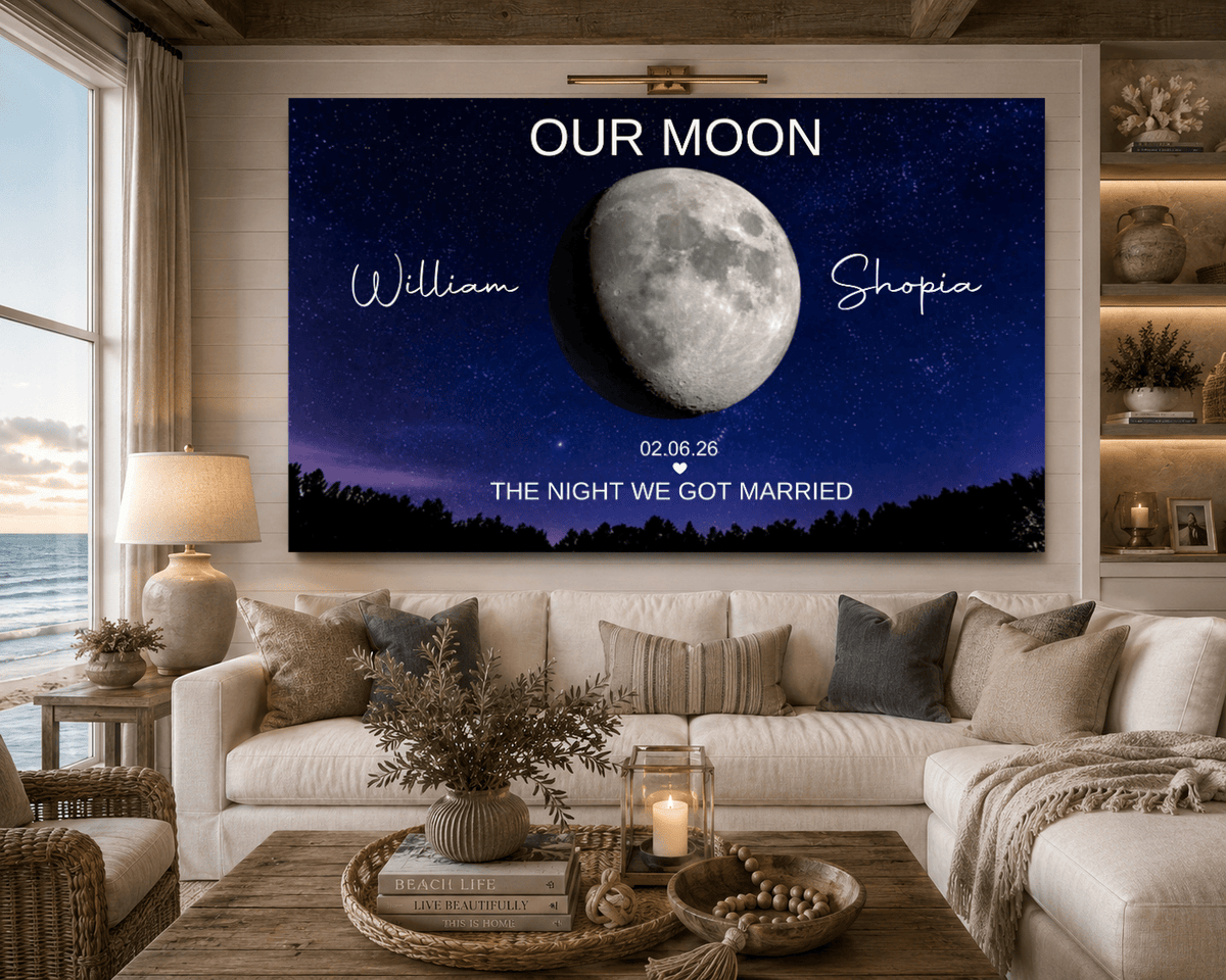 canvas Personalized Our Moon Canvas | Custom Couple Names & Wedding Date | Romantic Night Sky Anniversary Wall Art Gift Personalized Our Moon Canvas | Custom Couple Names & Wedding Date | Romantic Night Sky Anniversary Wall Art Gift