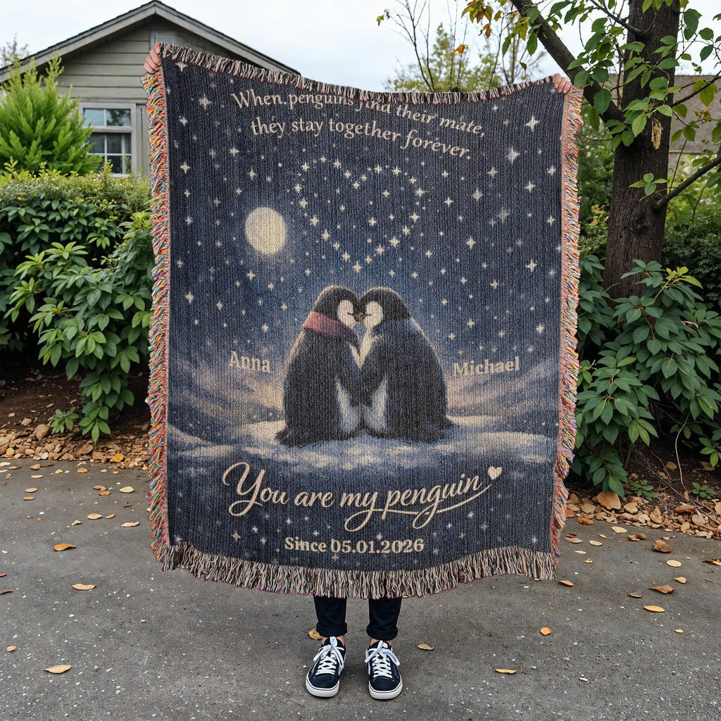 Personalized Penguin Couple Blanket – Custom Name Romantic Throw – “You Are My Penguin” Anniversary & Wedding Gift for Couples Personalized Penguin Couple Blanket – Custom Name Romantic Throw – “You Are My Penguin” Anniversary & Wedding Gift for Couples