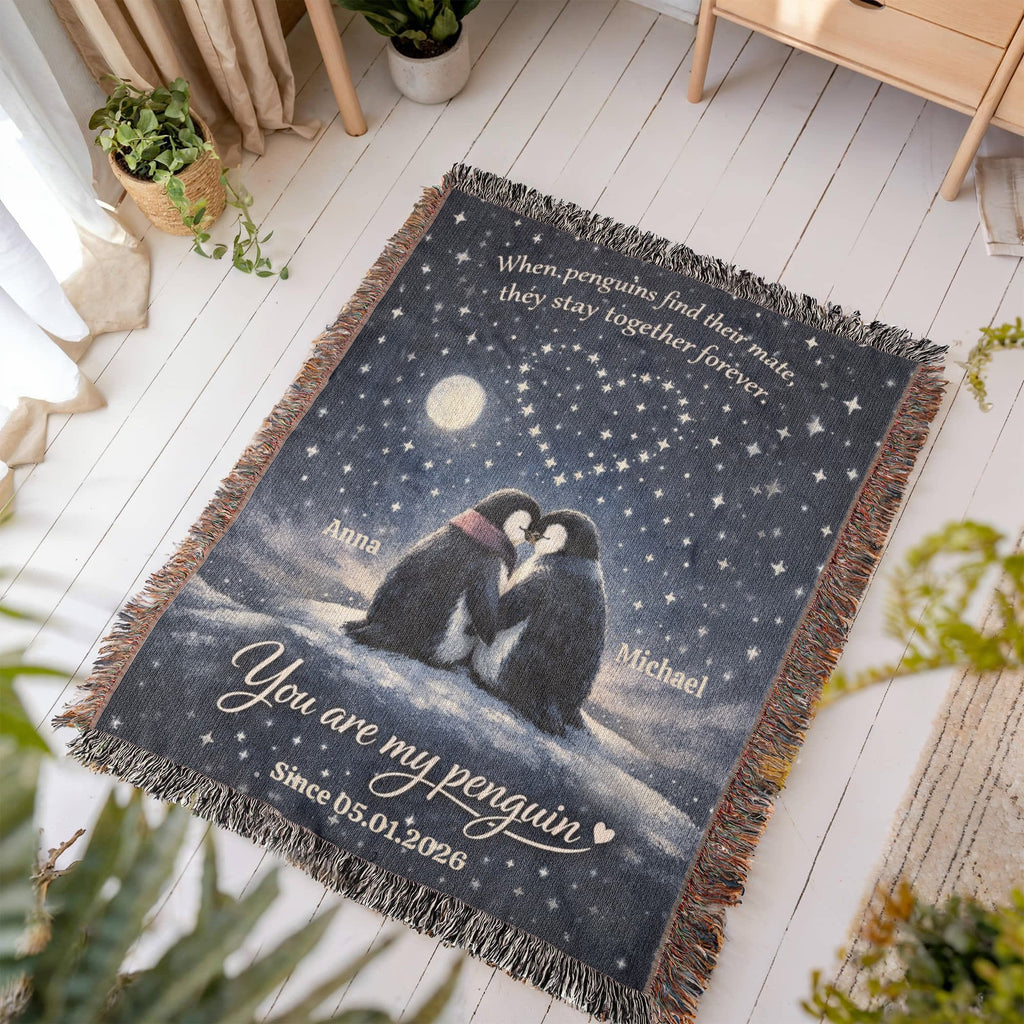 Personalized Penguin Couple Blanket – Custom Name Romantic Throw – “You Are My Penguin” Anniversary & Wedding Gift for Couples Personalized Penguin Couple Blanket – Custom Name Romantic Throw – “You Are My Penguin” Anniversary & Wedding Gift for Couples