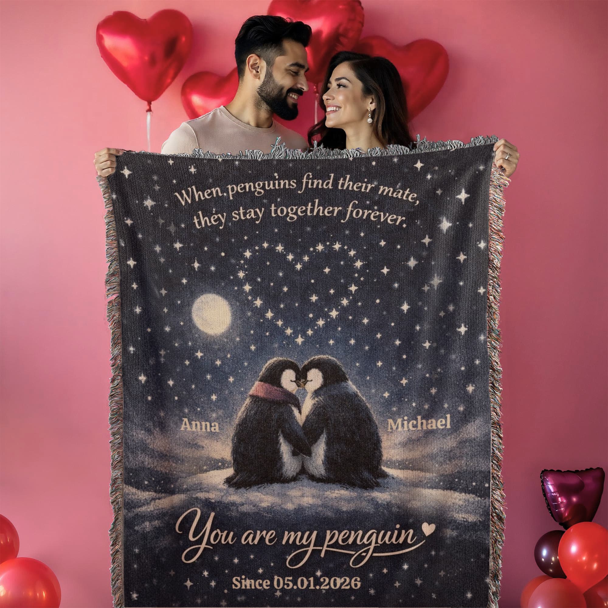 Personalized Penguin Couple Blanket – Custom Name Romantic Throw – “You Are My Penguin” Anniversary & Wedding Gift for Couples Personalized Penguin Couple Blanket – Custom Name Romantic Throw – “You Are My Penguin” Anniversary & Wedding Gift for Couples