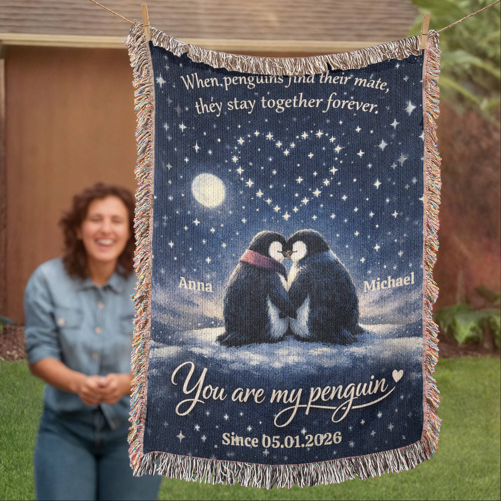 Personalized Penguin Couple Blanket – Custom Name Romantic Throw – “You Are My Penguin” Anniversary & Wedding Gift for Couples Personalized Penguin Couple Blanket – Custom Name Romantic Throw – “You Are My Penguin” Anniversary & Wedding Gift for Couples