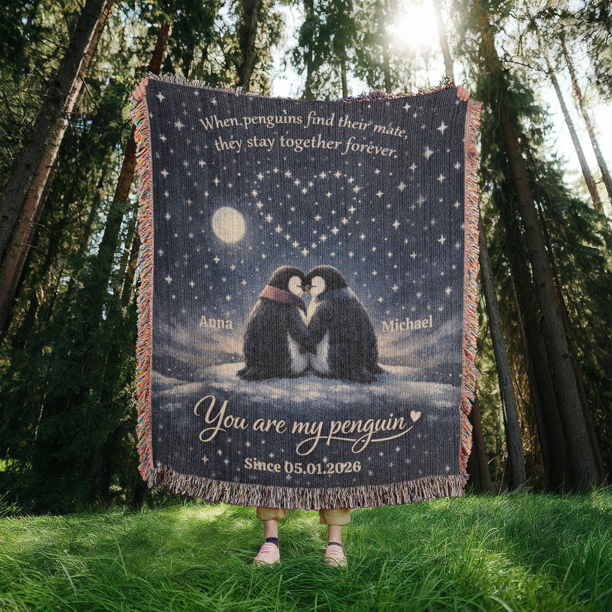 Personalized Penguin Couple Blanket – Custom Name Romantic Throw – “You Are My Penguin” Anniversary & Wedding Gift for Couples Personalized Penguin Couple Blanket – Custom Name Romantic Throw – “You Are My Penguin” Anniversary & Wedding Gift for Couples