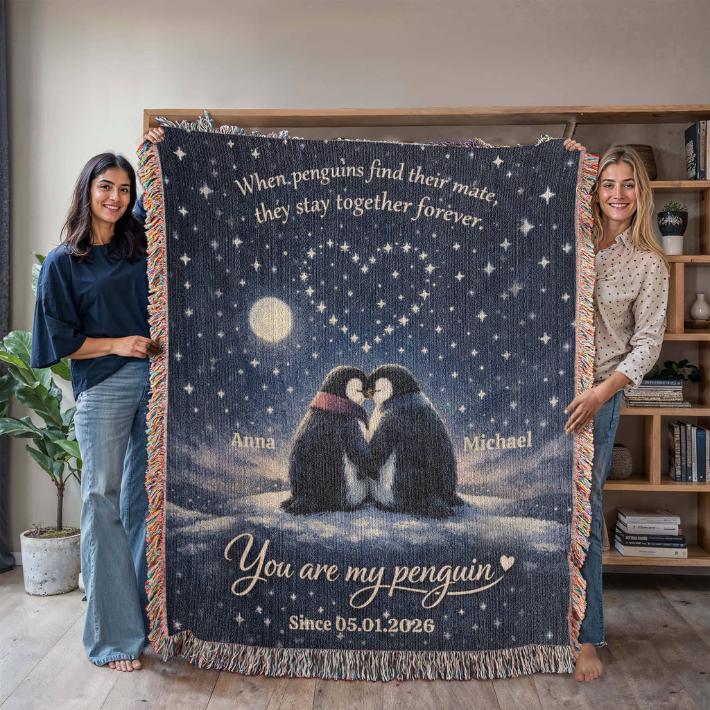 Personalized Penguin Couple Blanket – Custom Name Romantic Throw – “You Are My Penguin” Anniversary & Wedding Gift for Couples Personalized Penguin Couple Blanket – Custom Name Romantic Throw – “You Are My Penguin” Anniversary & Wedding Gift for Couples