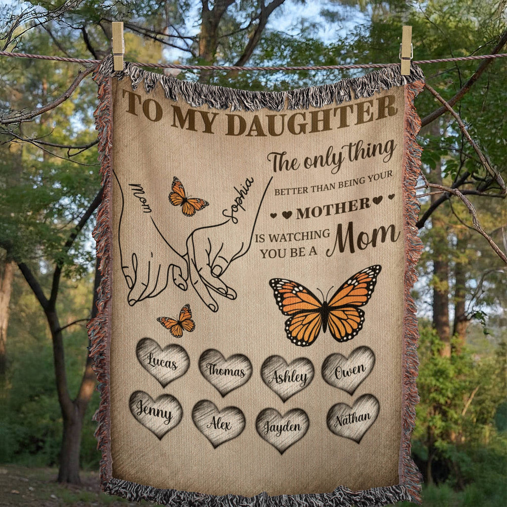 Personalized To My Daughter Blanket – Custom Mom To Daughter Throw Blanket | Family Names Butterfly Woven Blanket Gift Personalized To My Daughter Blanket – Custom Mom To Daughter Throw Blanket | Family Names Butterfly Woven Blanket Gift