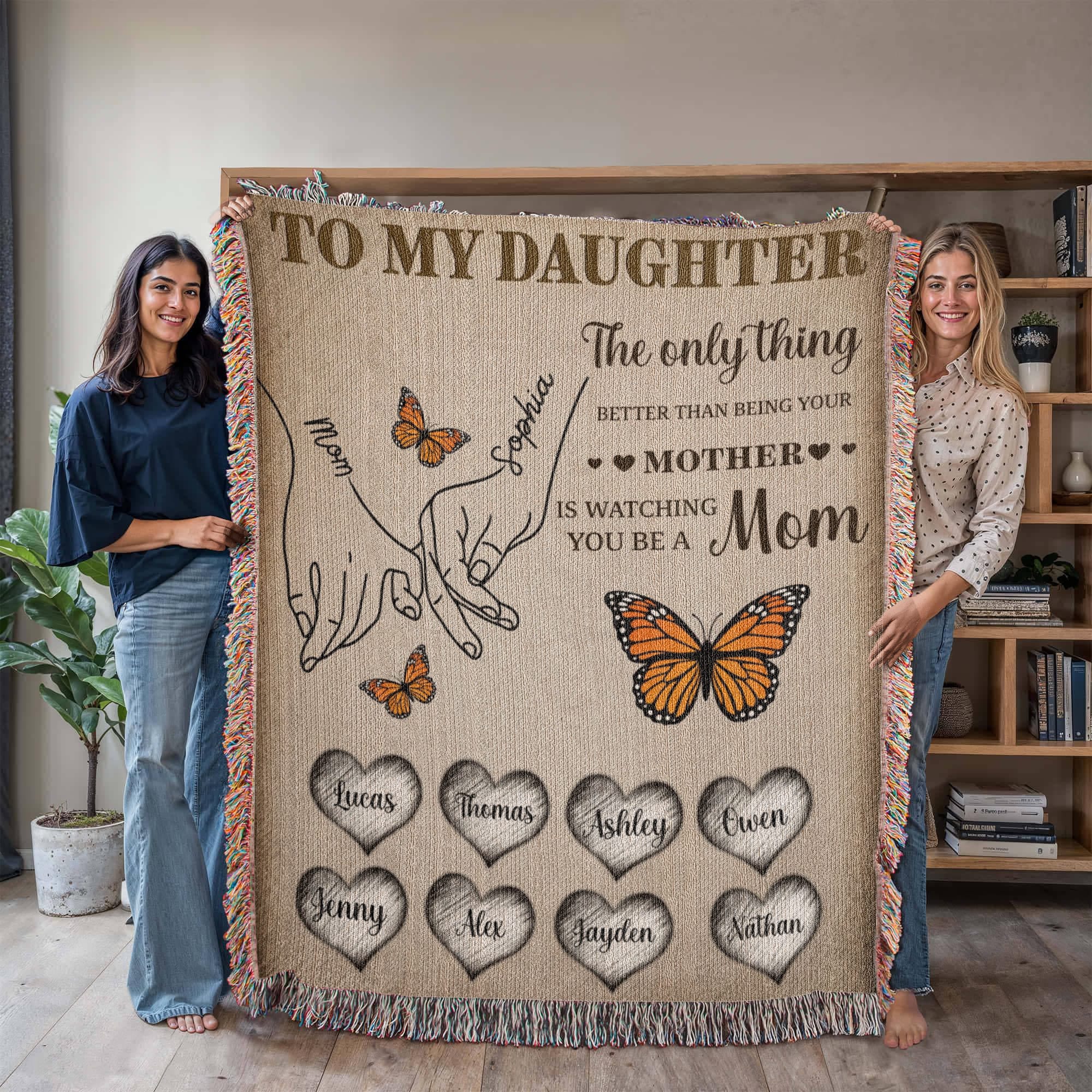 Blankets Personalized To My Daughter Blanket – Custom Mom To Daughter Throw Blanket | Family Names Butterfly Woven Blanket Gift Personalized To My Daughter Blanket – Custom Mom To Daughter Throw Blanket | Family Names Butterfly Woven Blanket Gift