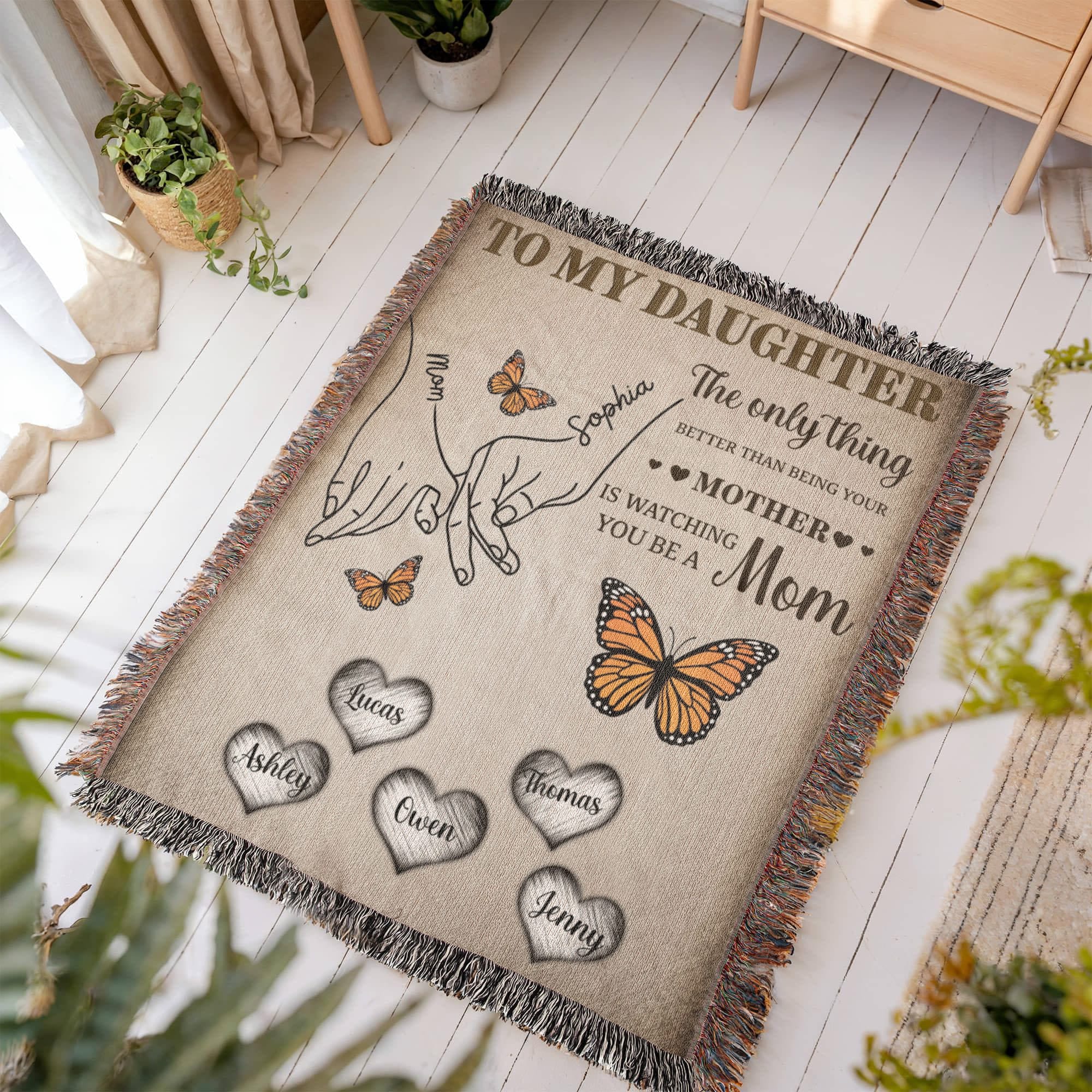 Blankets Personalized To My Daughter Blanket – Custom Mom To Daughter Throw Blanket | Family Names Butterfly Woven Blanket Gift Personalized To My Daughter Blanket – Custom Mom To Daughter Throw Blanket | Family Names Butterfly Woven Blanket Gift