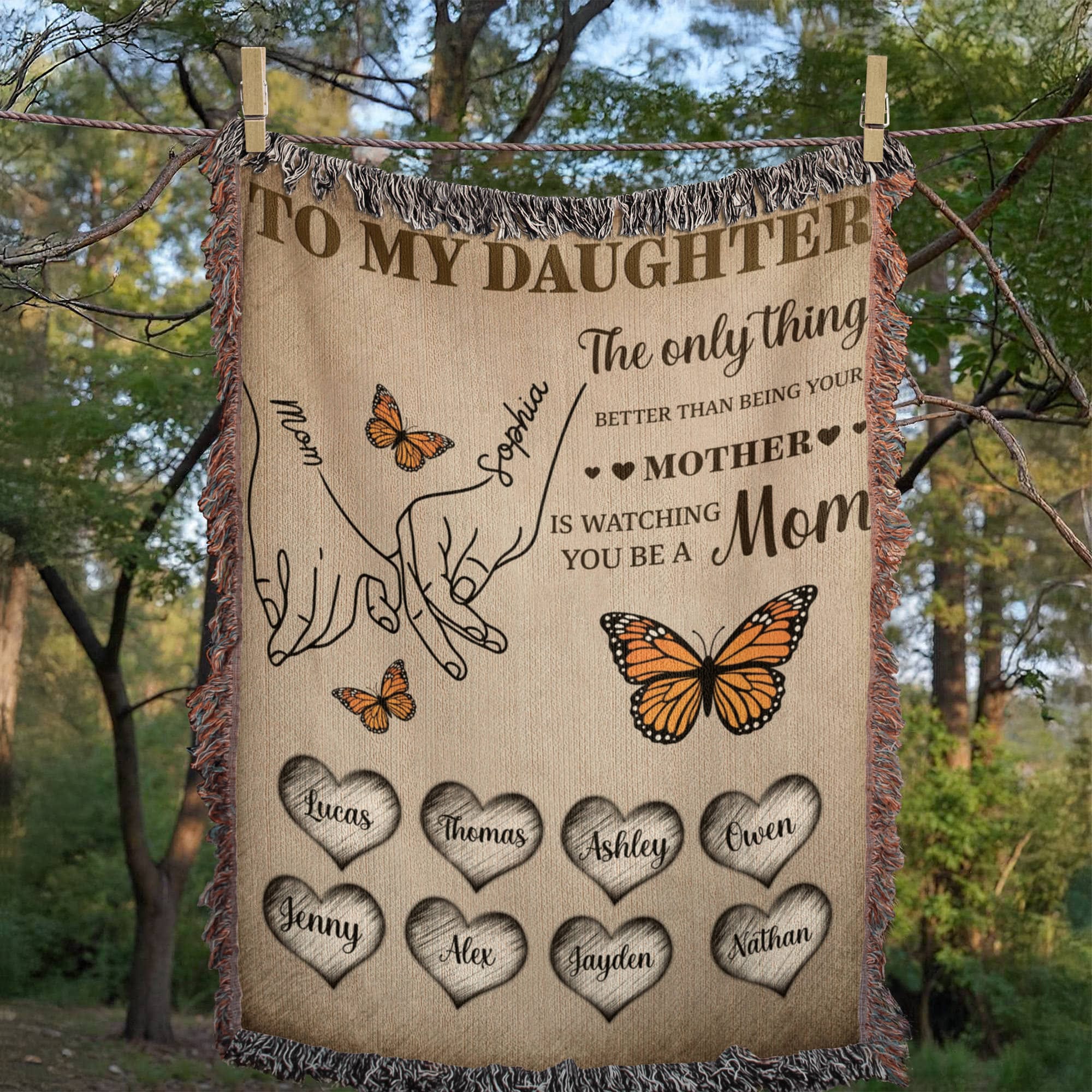 Blankets Personalized To My Daughter Blanket – Custom Mom To Daughter Throw Blanket | Family Names Butterfly Woven Blanket Gift Personalized To My Daughter Blanket – Custom Mom To Daughter Throw Blanket | Family Names Butterfly Woven Blanket Gift