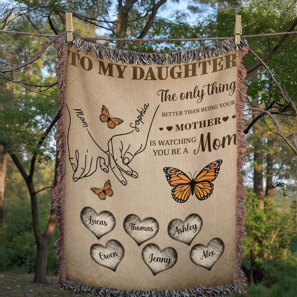 Blankets Personalized To My Daughter Blanket – Custom Mom To Daughter Throw Blanket | Family Names Butterfly Woven Blanket Gift Personalized To My Daughter Blanket – Custom Mom To Daughter Throw Blanket | Family Names Butterfly Woven Blanket Gift