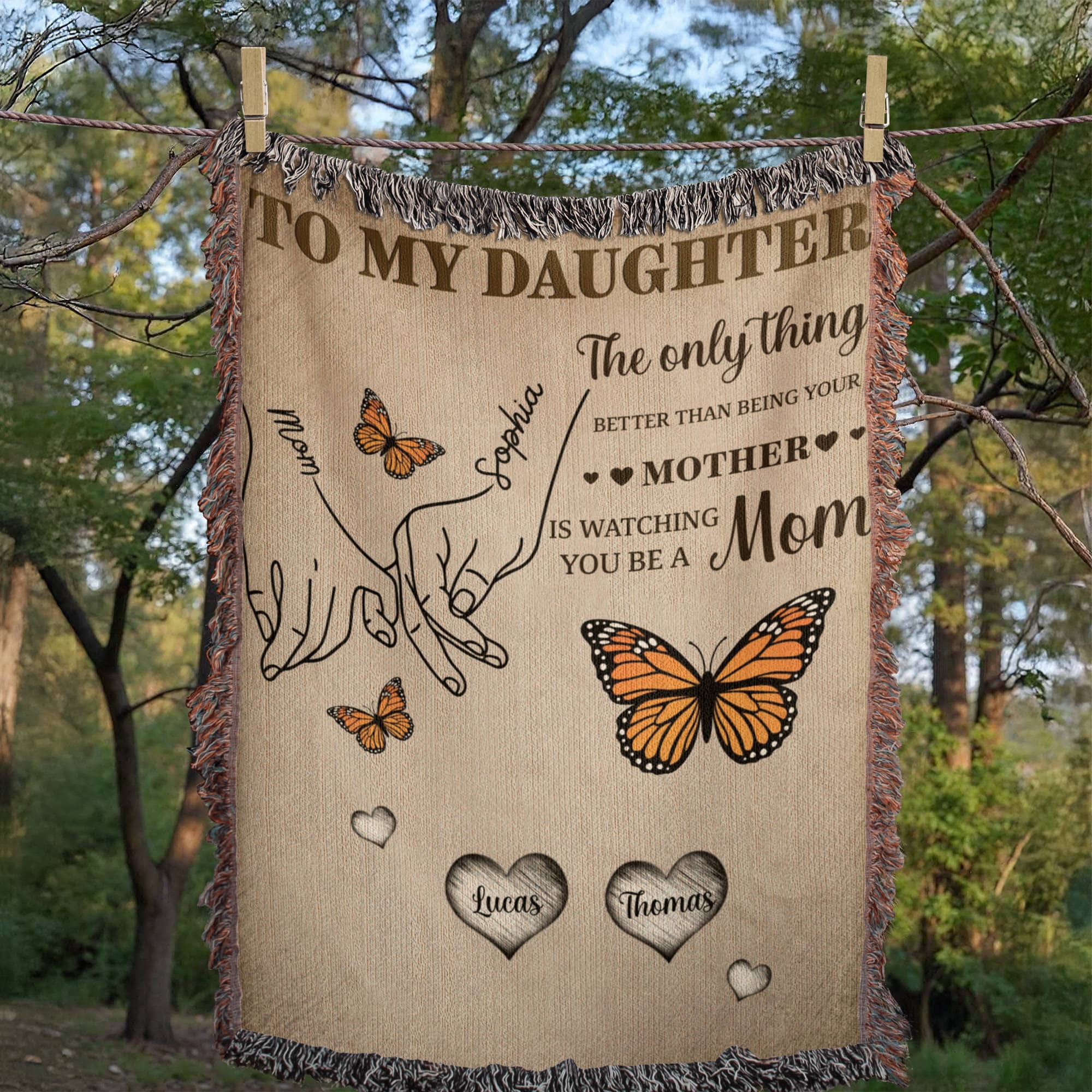 Blankets Personalized To My Daughter Blanket – Custom Mom To Daughter Throw Blanket | Family Names Butterfly Woven Blanket Gift Personalized To My Daughter Blanket – Custom Mom To Daughter Throw Blanket | Family Names Butterfly Woven Blanket Gift