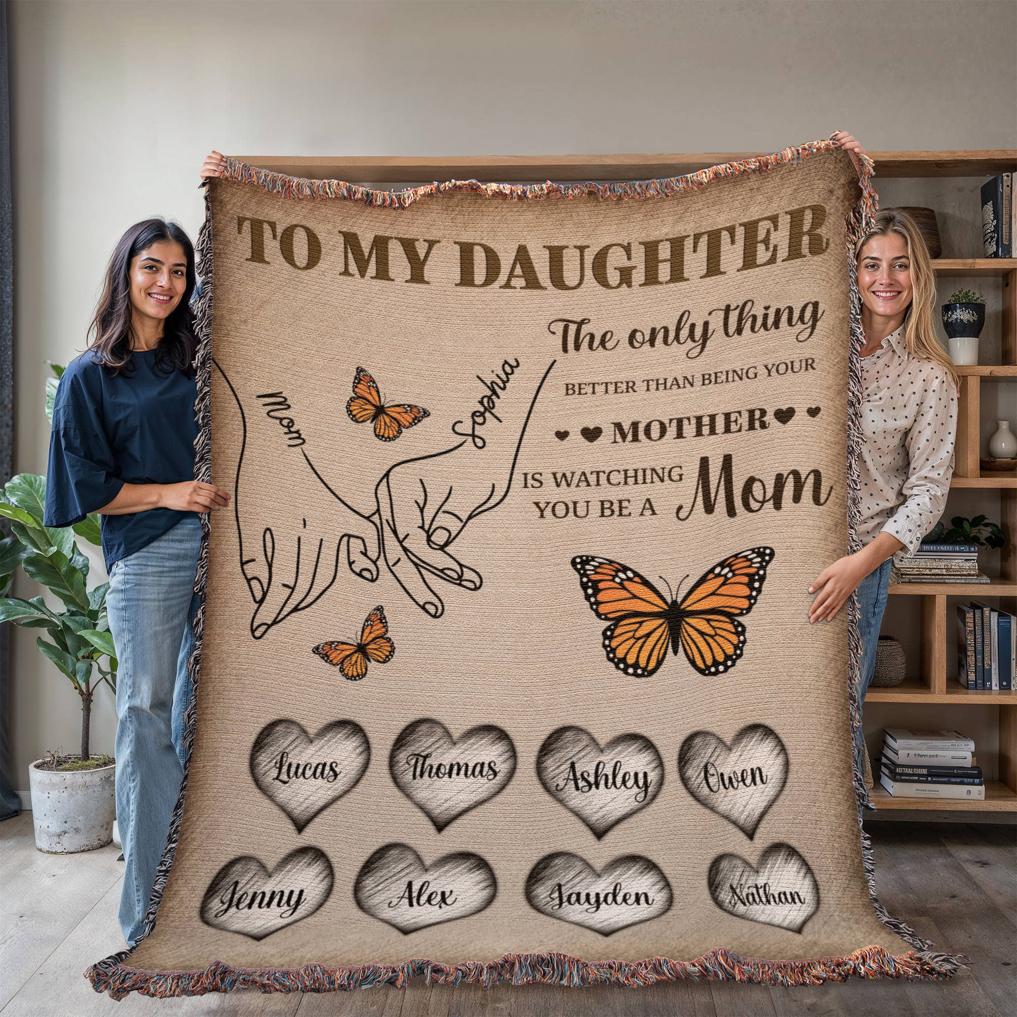 Blankets Personalized To My Daughter Blanket – Custom Mom To Daughter Throw Blanket | Family Names Butterfly Woven Blanket Gift Personalized To My Daughter Blanket – Custom Mom To Daughter Throw Blanket | Family Names Butterfly Woven Blanket Gift