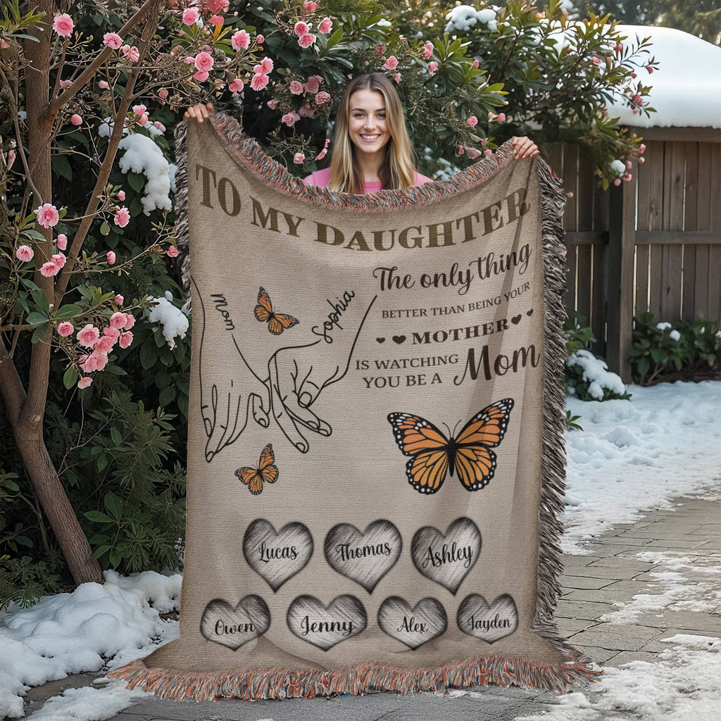 Blankets Personalized To My Daughter Blanket – Custom Mom To Daughter Throw Blanket | Family Names Butterfly Woven Blanket Gift Personalized To My Daughter Blanket – Custom Mom To Daughter Throw Blanket | Family Names Butterfly Woven Blanket Gift