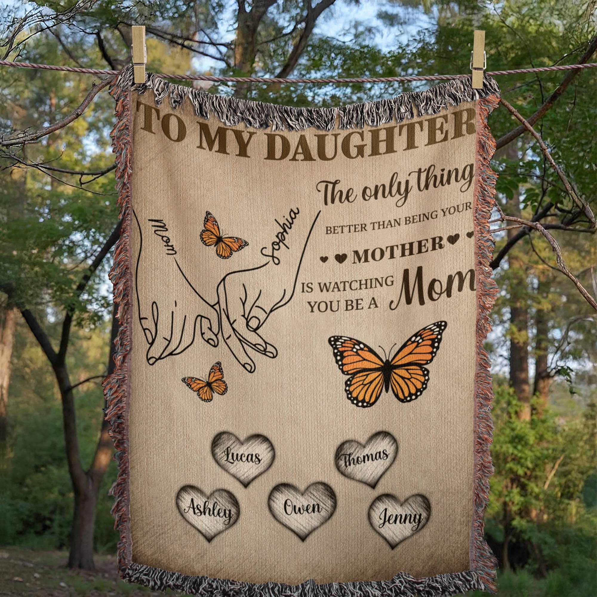 Blankets Personalized To My Daughter Blanket – Custom Mom To Daughter Throw Blanket | Family Names Butterfly Woven Blanket Gift Personalized To My Daughter Blanket – Custom Mom To Daughter Throw Blanket | Family Names Butterfly Woven Blanket Gift