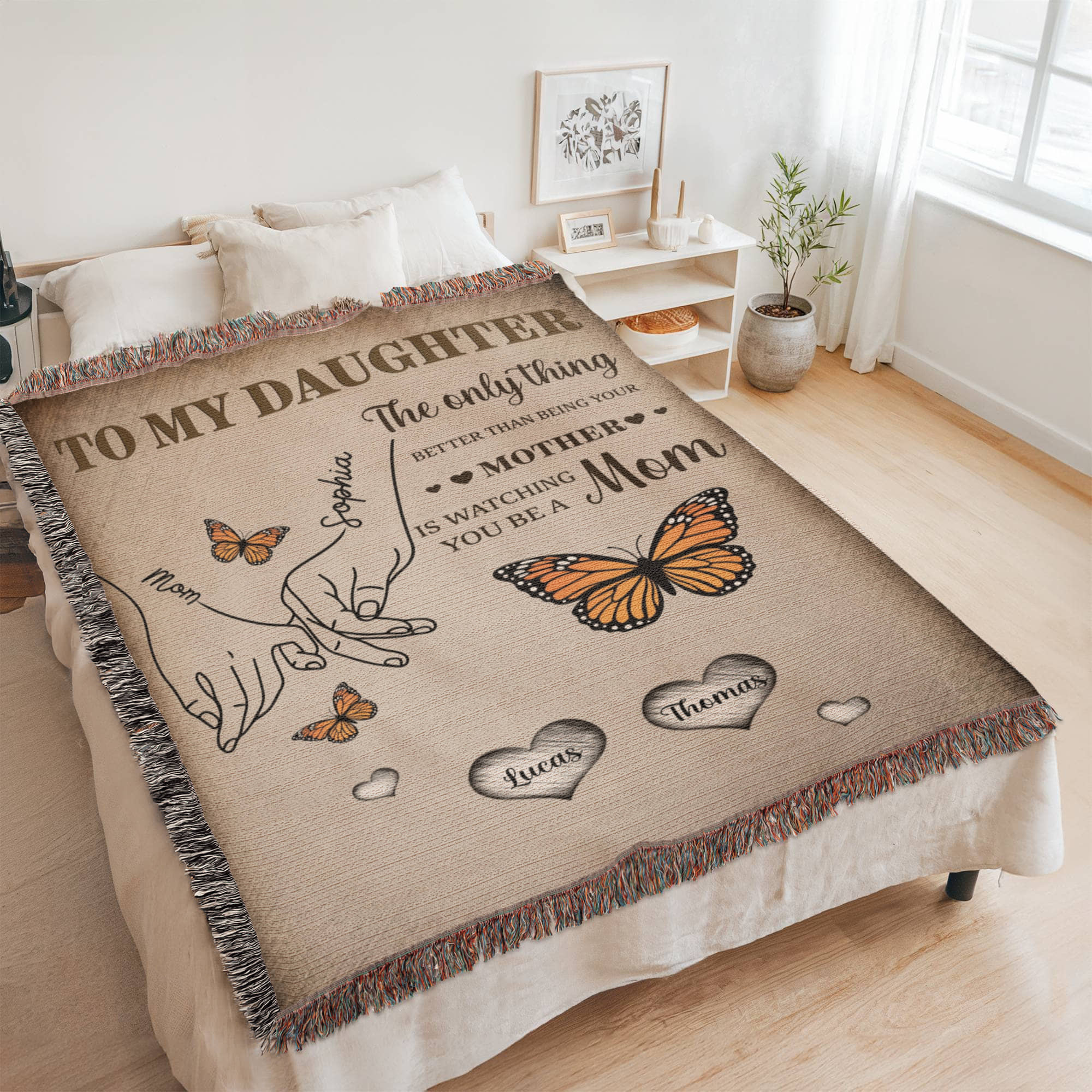Blankets Personalized To My Daughter Blanket – Custom Mom To Daughter Throw Blanket | Family Names Butterfly Woven Blanket Gift Personalized To My Daughter Blanket – Custom Mom To Daughter Throw Blanket | Family Names Butterfly Woven Blanket Gift