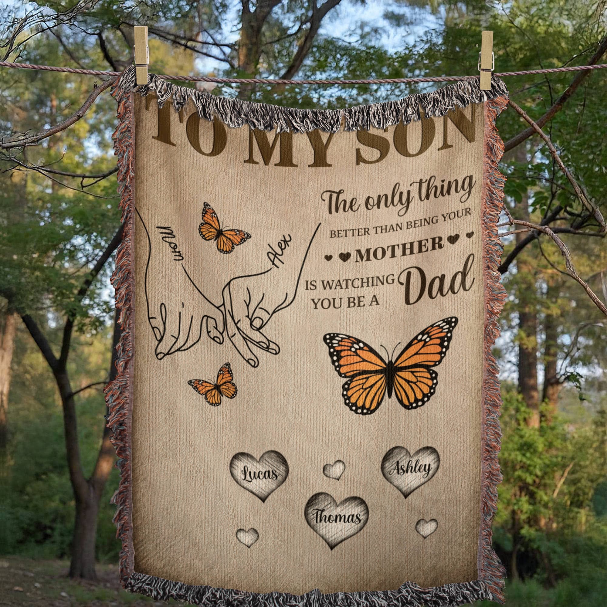 Blanket Personalized To My Son Woven Blanket From Mom – Custom Kids Names Family Throw Blanket – Gift for Son, Father’s Day Gift, Emotional Blanket Personalized To My Son Woven Blanket From Mom – Custom Kids Names Family Throw Blanket – Gift for Son, Father’s Day Gift, Emotional Blanket