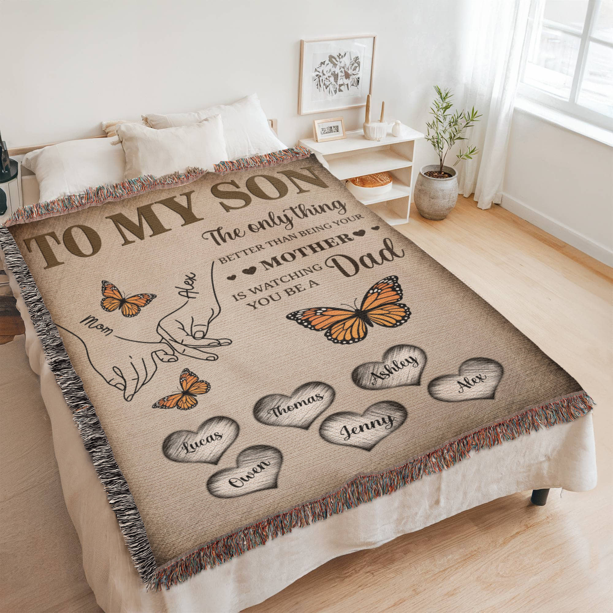 Blanket Personalized To My Son Woven Blanket From Mom – Custom Kids Names Family Throw Blanket – Gift for Son, Father’s Day Gift, Emotional Blanket Personalized To My Son Woven Blanket From Mom – Custom Kids Names Family Throw Blanket – Gift for Son, Father’s Day Gift, Emotional Blanket