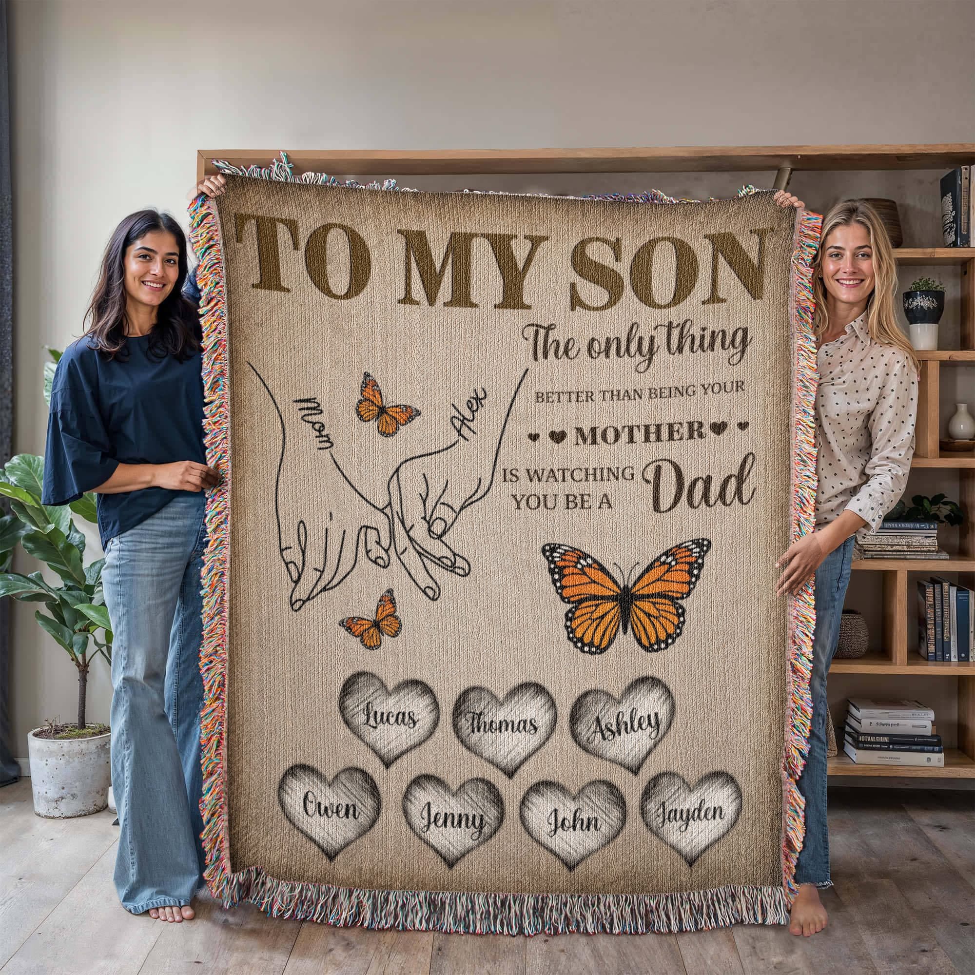 Blanket Personalized To My Son Woven Blanket From Mom – Custom Kids Names Family Throw Blanket – Gift for Son, Father’s Day Gift, Emotional Blanket Personalized To My Son Woven Blanket From Mom – Custom Kids Names Family Throw Blanket – Gift for Son, Father’s Day Gift, Emotional Blanket
