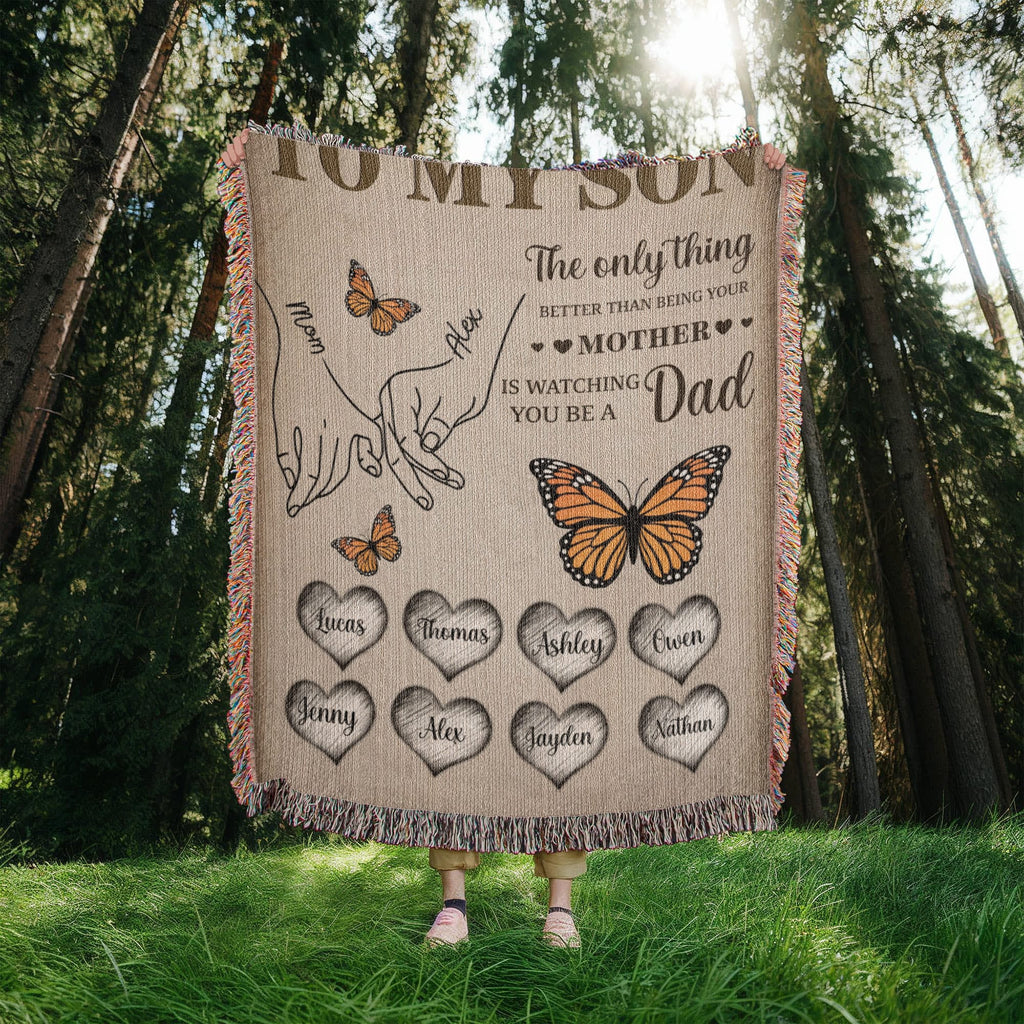 Blanket Personalized To My Son Woven Blanket From Mom – Custom Kids Names Family Throw Blanket – Gift for Son, Father’s Day Gift, Emotional Blanket Personalized To My Son Woven Blanket From Mom – Custom Kids Names Family Throw Blanket – Gift for Son, Father’s Day Gift, Emotional Blanket
