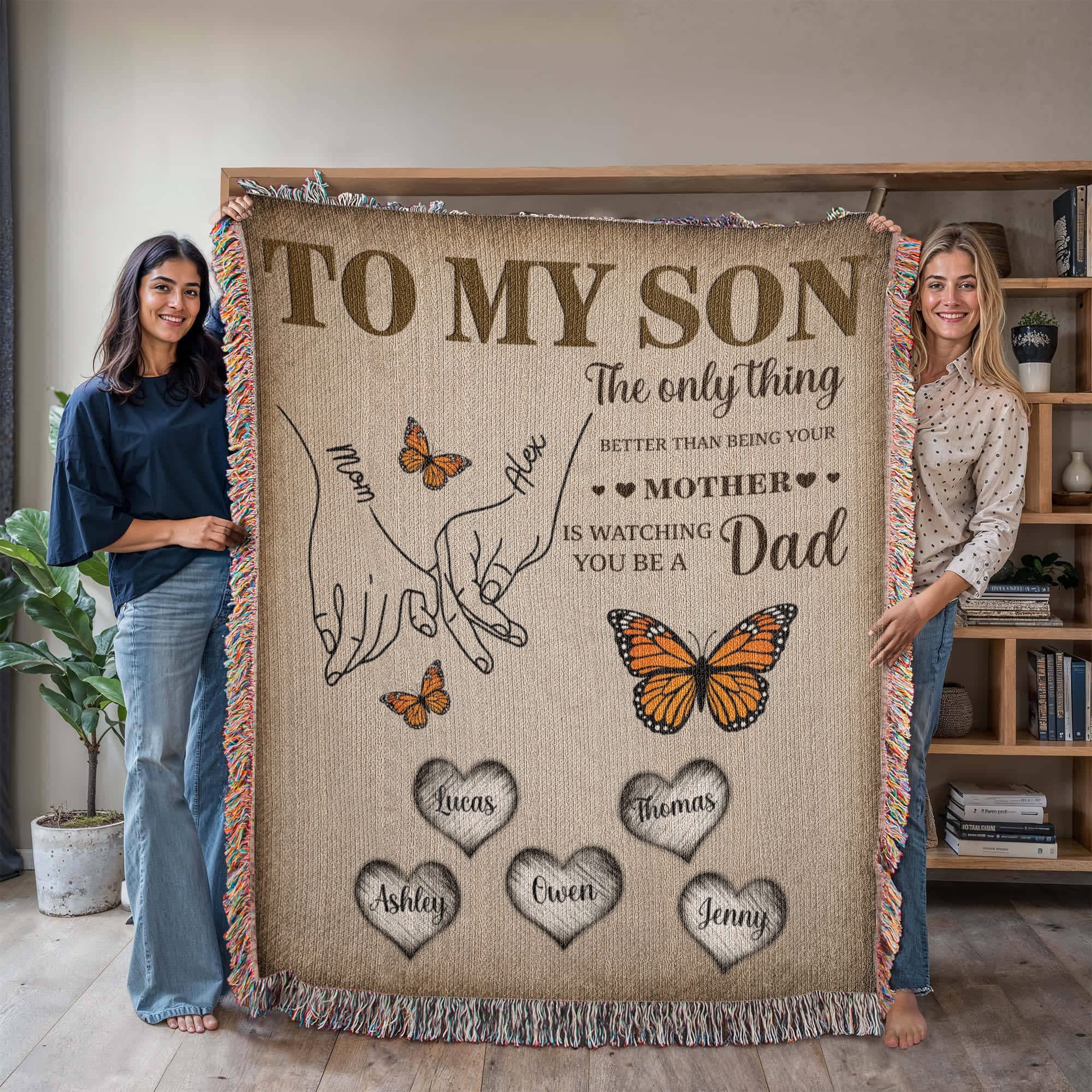 Blanket Personalized To My Son Woven Blanket From Mom – Custom Kids Names Family Throw Blanket – Gift for Son, Father’s Day Gift, Emotional Blanket Personalized To My Son Woven Blanket From Mom – Custom Kids Names Family Throw Blanket – Gift for Son, Father’s Day Gift, Emotional Blanket