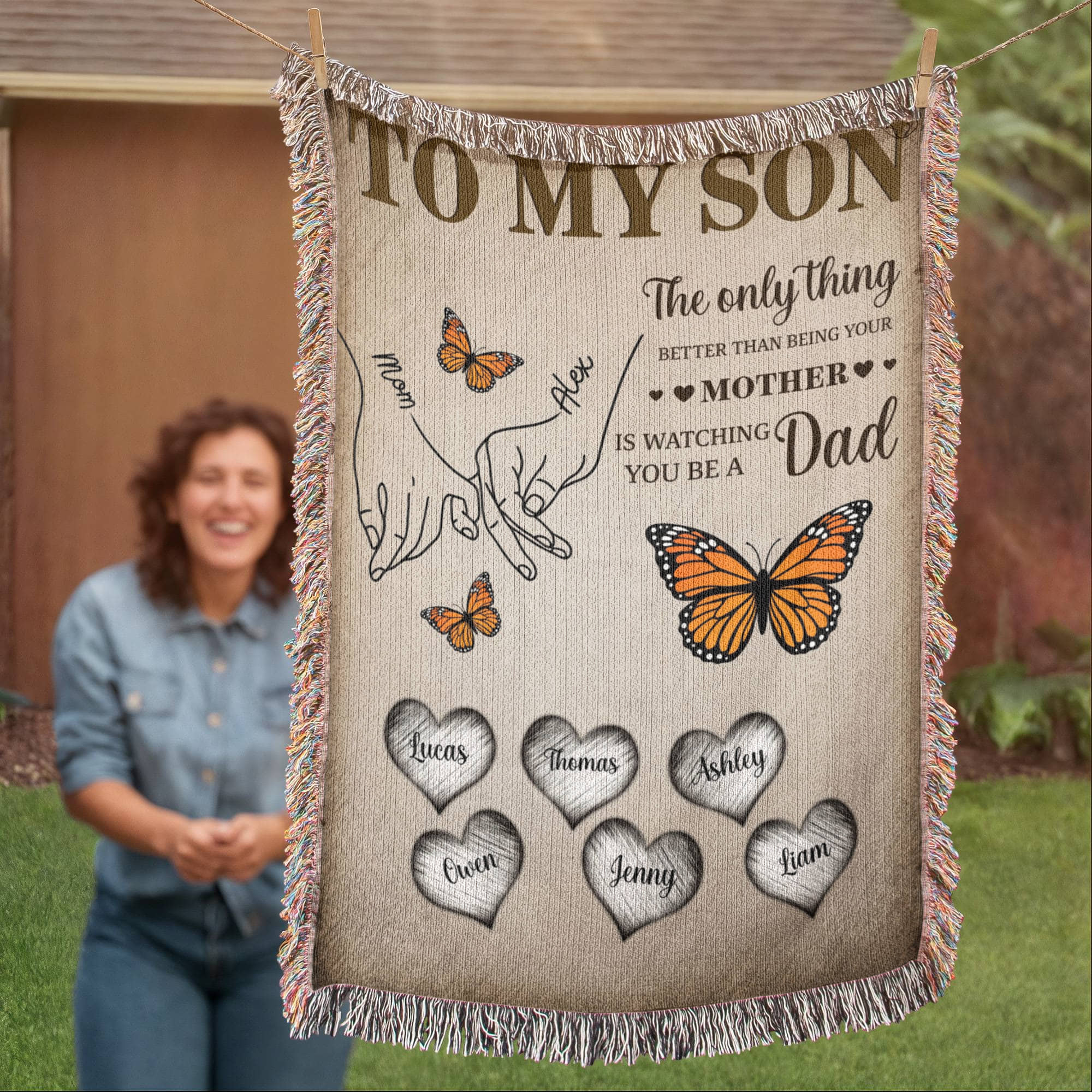 Blanket Personalized To My Son Woven Blanket From Mom – Custom Kids Names Family Throw Blanket – Gift for Son, Father’s Day Gift, Emotional Blanket Personalized To My Son Woven Blanket From Mom – Custom Kids Names Family Throw Blanket – Gift for Son, Father’s Day Gift, Emotional Blanket