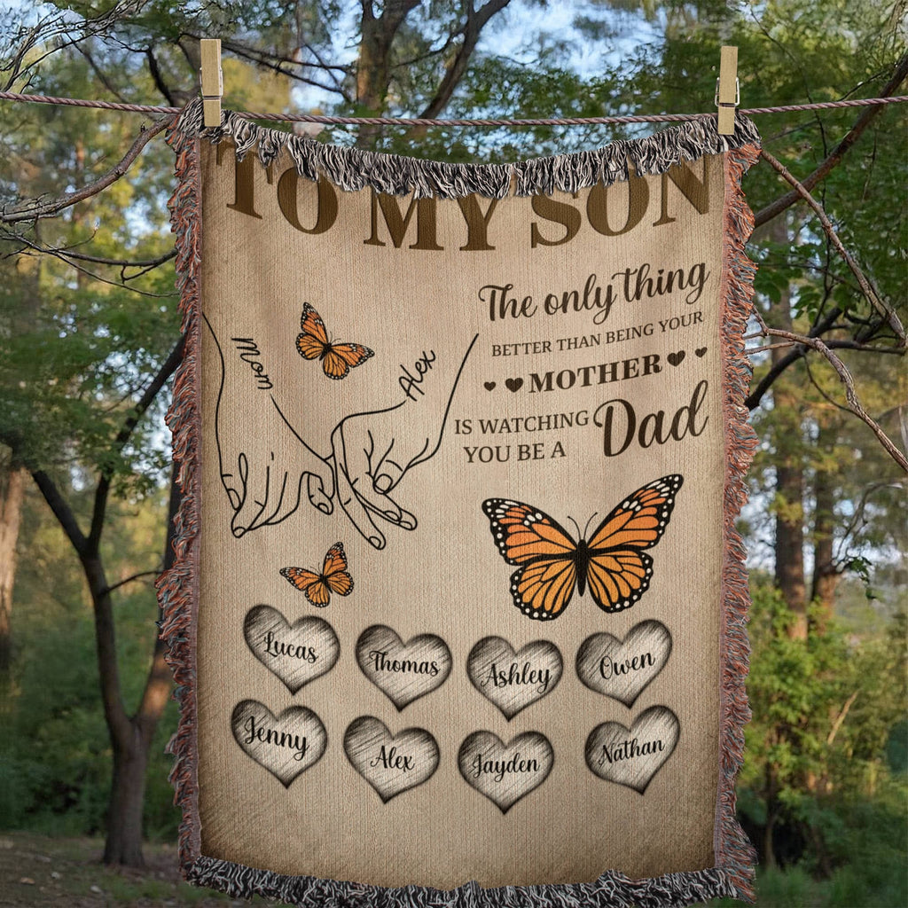 Blanket Personalized To My Son Woven Blanket From Mom – Custom Kids Names Family Throw Blanket – Gift for Son, Father’s Day Gift, Emotional Blanket Personalized To My Son Woven Blanket From Mom – Custom Kids Names Family Throw Blanket – Gift for Son, Father’s Day Gift, Emotional Blanket