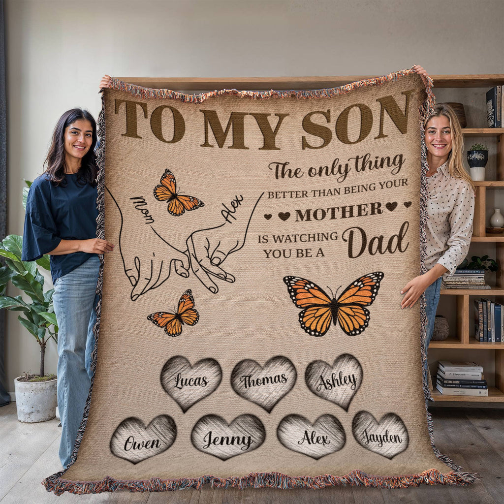 Blanket Personalized To My Son Woven Blanket From Mom – Custom Kids Names Family Throw Blanket – Gift for Son, Father’s Day Gift, Emotional Blanket Personalized To My Son Woven Blanket From Mom – Custom Kids Names Family Throw Blanket – Gift for Son, Father’s Day Gift, Emotional Blanket