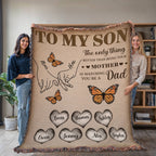 Blanket Personalized To My Son Woven Blanket From Mom – Custom Kids Names Family Throw Blanket – Gift for Son, Father’s Day Gift, Emotional Blanket Personalized To My Son Woven Blanket From Mom – Custom Kids Names Family Throw Blanket – Gift for Son, Father’s Day Gift, Emotional Blanket