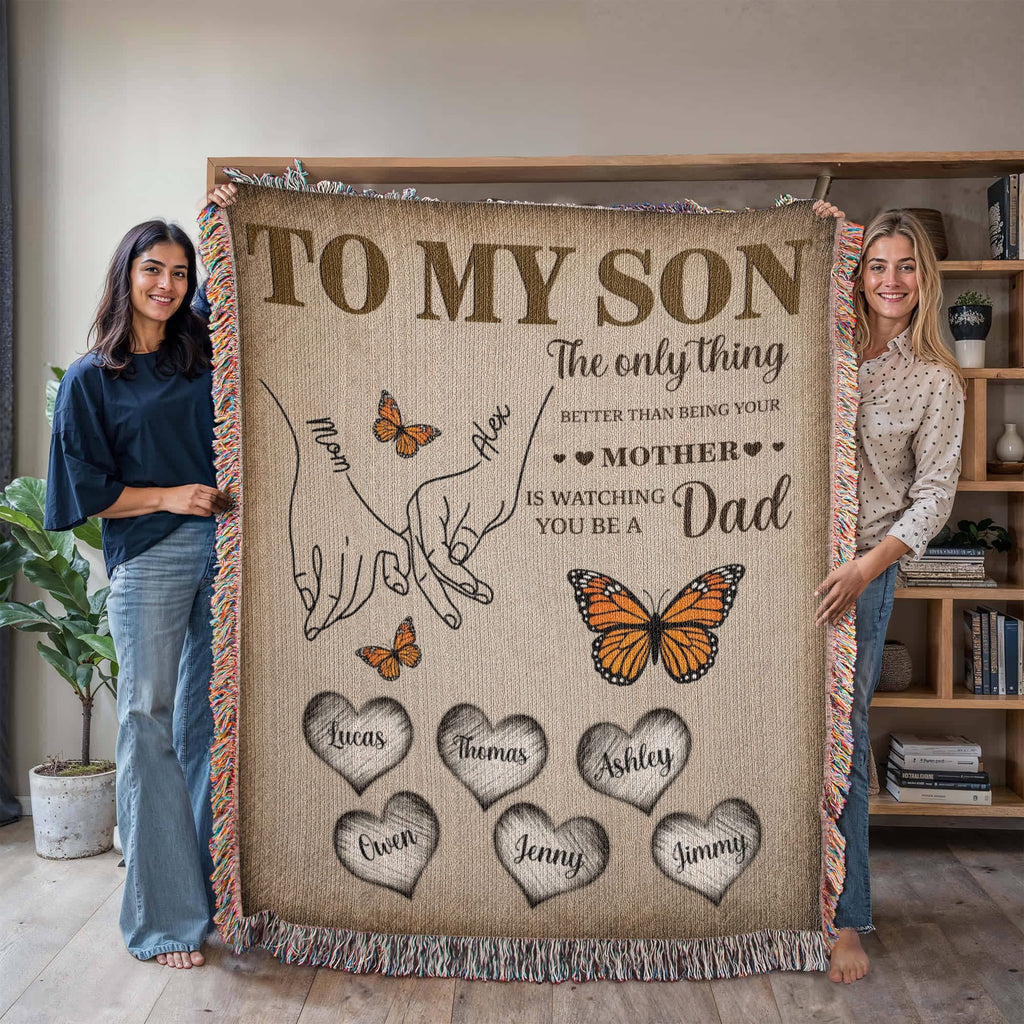 Blanket Personalized To My Son Woven Blanket From Mom – Custom Kids Names Family Throw Blanket – Gift for Son, Father’s Day Gift, Emotional Blanket Personalized To My Son Woven Blanket From Mom – Custom Kids Names Family Throw Blanket – Gift for Son, Father’s Day Gift, Emotional Blanket