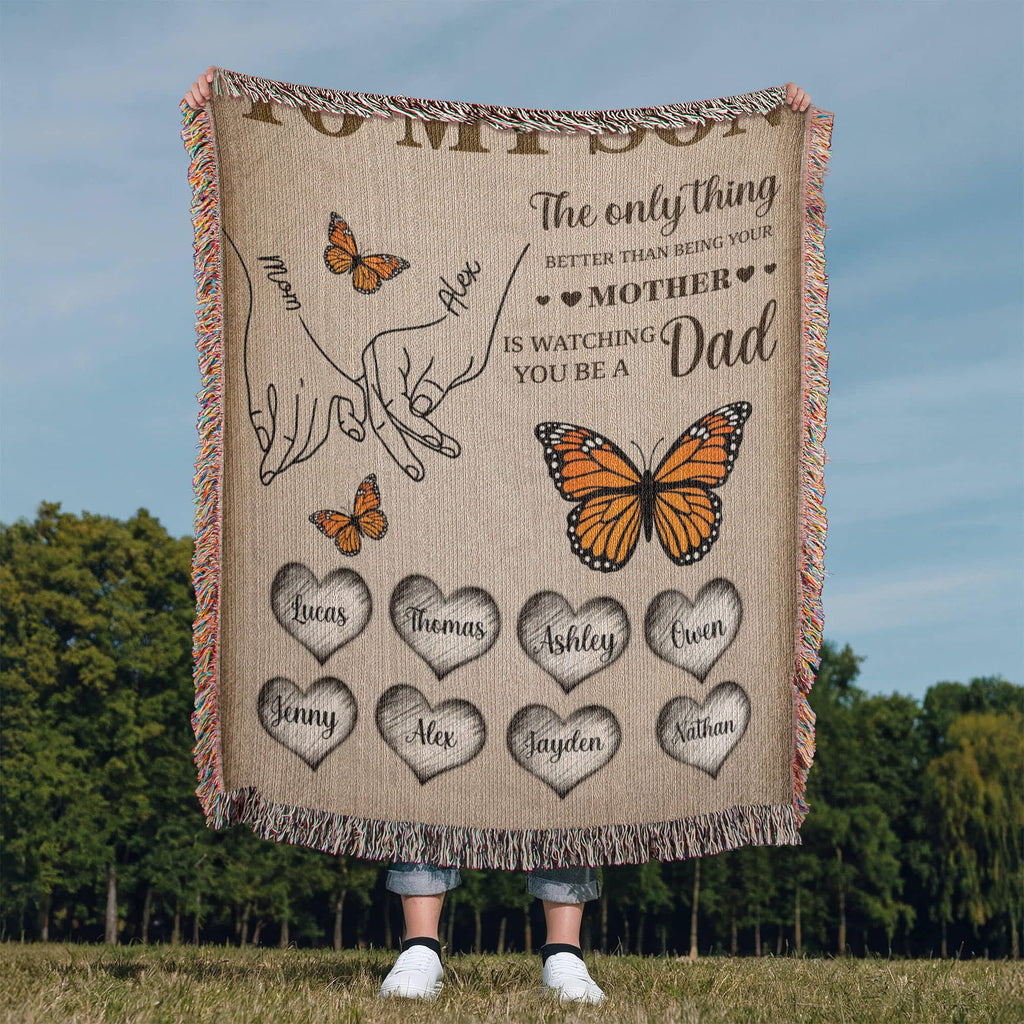 Blanket Personalized To My Son Woven Blanket From Mom – Custom Kids Names Family Throw Blanket – Gift for Son, Father’s Day Gift, Emotional Blanket Personalized To My Son Woven Blanket From Mom – Custom Kids Names Family Throw Blanket – Gift for Son, Father’s Day Gift, Emotional Blanket