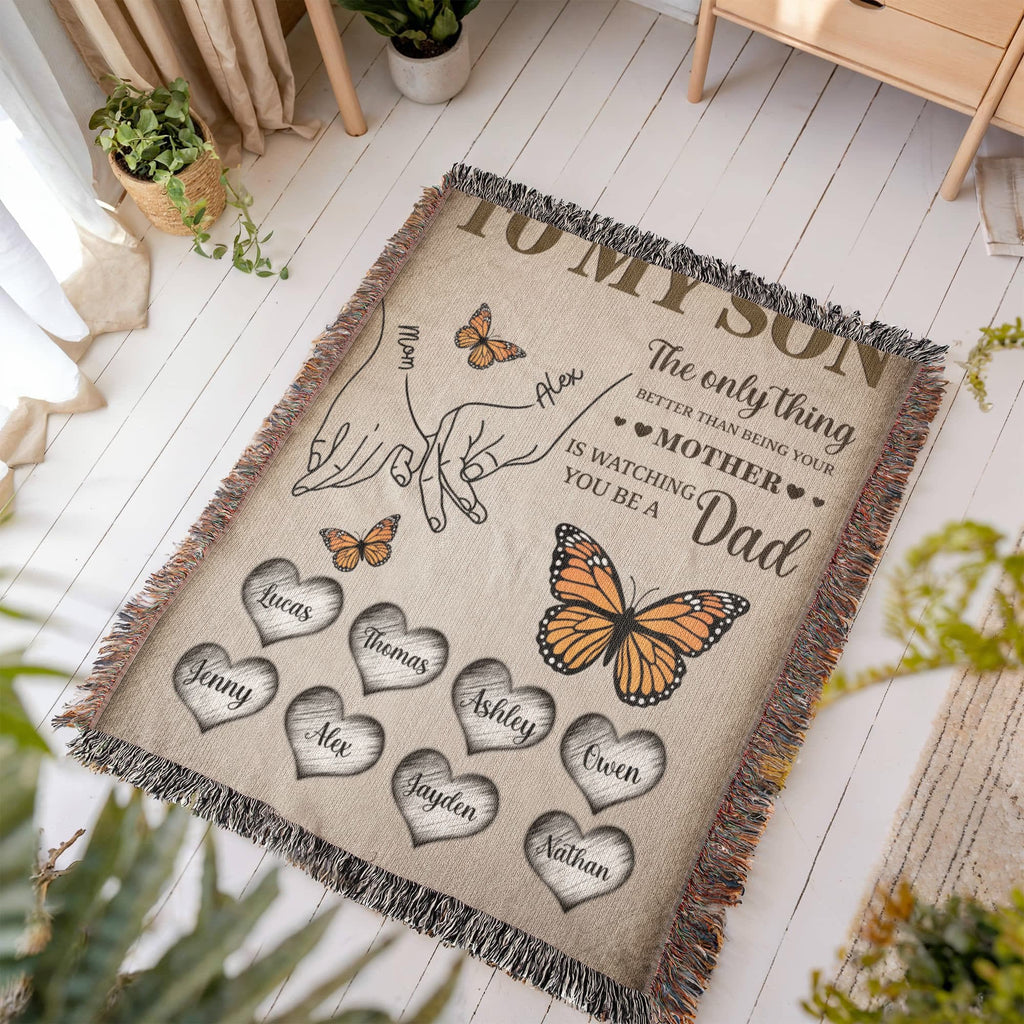 Blanket Personalized To My Son Woven Blanket From Mom – Custom Kids Names Family Throw Blanket – Gift for Son, Father’s Day Gift, Emotional Blanket Personalized To My Son Woven Blanket From Mom – Custom Kids Names Family Throw Blanket – Gift for Son, Father’s Day Gift, Emotional Blanket