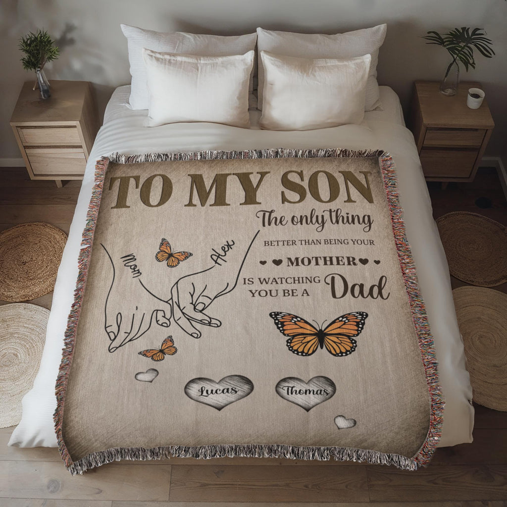 Blanket Personalized To My Son Woven Blanket From Mom – Custom Kids Names Family Throw Blanket – Gift for Son, Father’s Day Gift, Emotional Blanket Personalized To My Son Woven Blanket From Mom – Custom Kids Names Family Throw Blanket – Gift for Son, Father’s Day Gift, Emotional Blanket