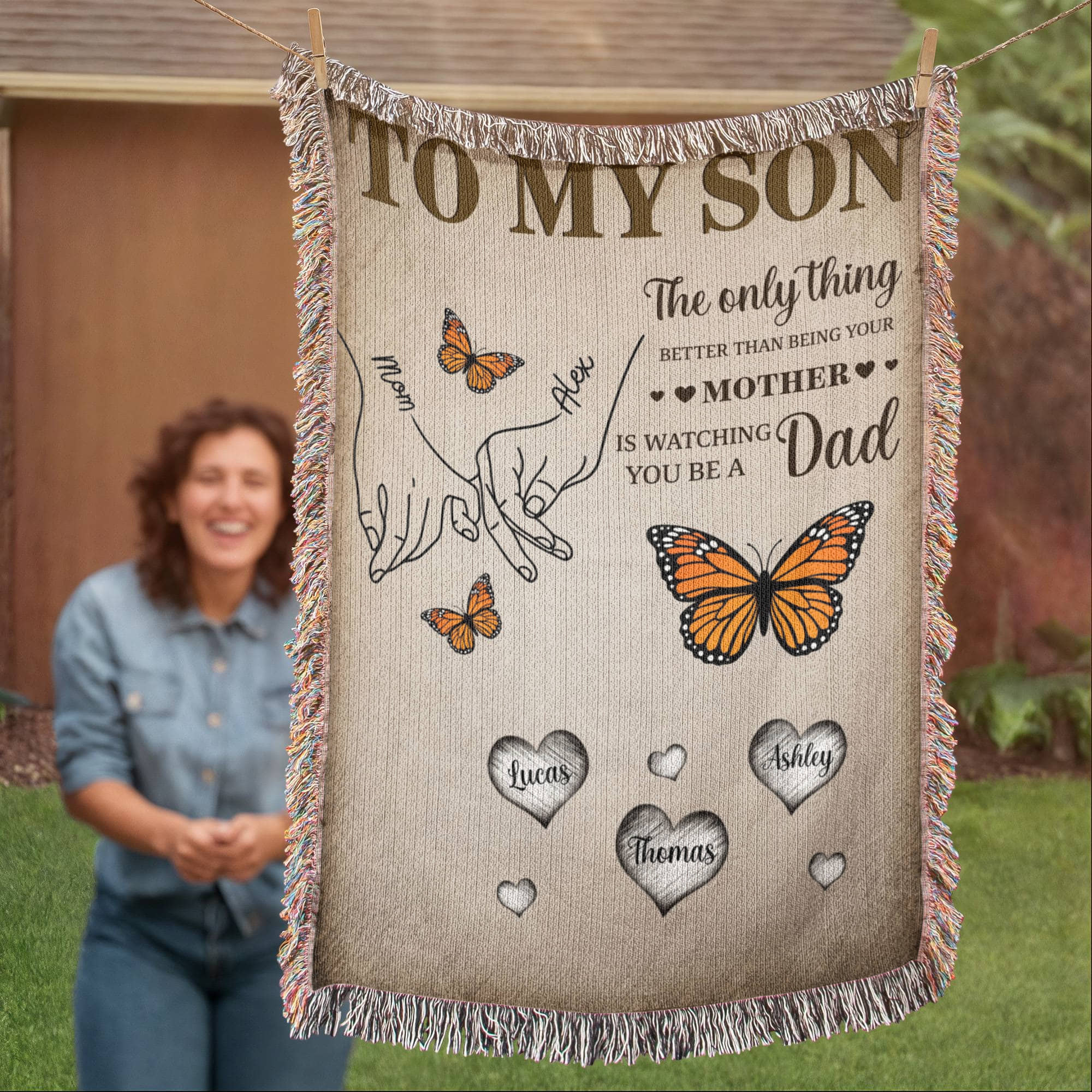 Blanket Personalized To My Son Woven Blanket From Mom – Custom Kids Names Family Throw Blanket – Gift for Son, Father’s Day Gift, Emotional Blanket Personalized To My Son Woven Blanket From Mom – Custom Kids Names Family Throw Blanket – Gift for Son, Father’s Day Gift, Emotional Blanket