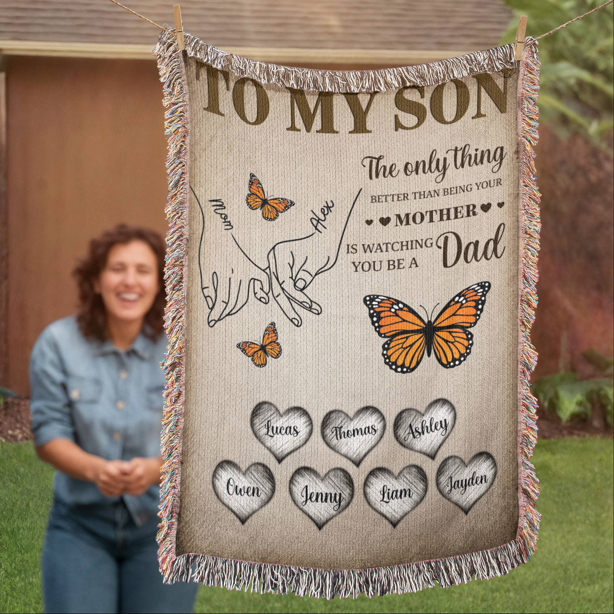 Blanket Personalized To My Son Woven Blanket From Mom – Custom Kids Names Family Throw Blanket – Gift for Son, Father’s Day Gift, Emotional Blanket Personalized To My Son Woven Blanket From Mom – Custom Kids Names Family Throw Blanket – Gift for Son, Father’s Day Gift, Emotional Blanket