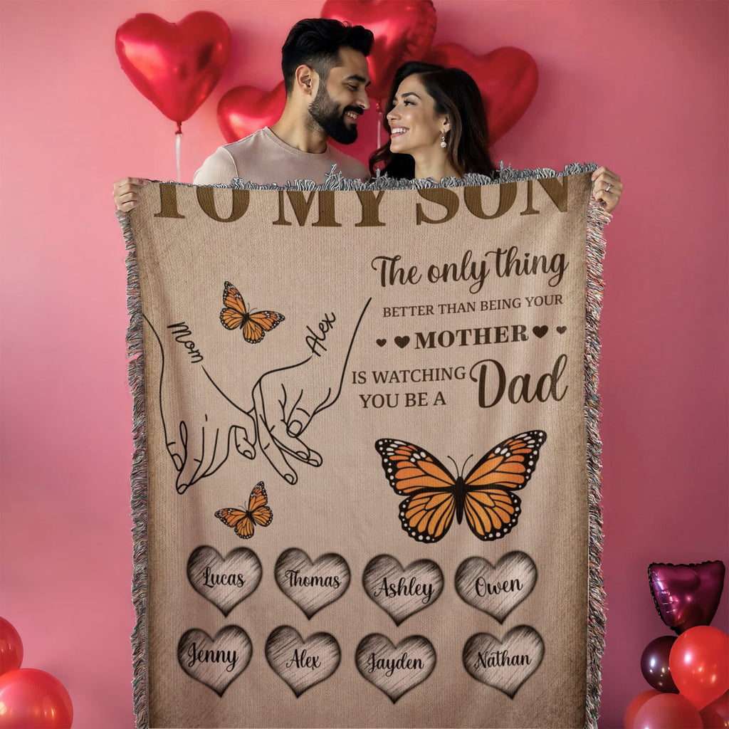 Blanket Personalized To My Son Woven Blanket From Mom – Custom Kids Names Family Throw Blanket – Gift for Son, Father’s Day Gift, Emotional Blanket Personalized To My Son Woven Blanket From Mom – Custom Kids Names Family Throw Blanket – Gift for Son, Father’s Day Gift, Emotional Blanket